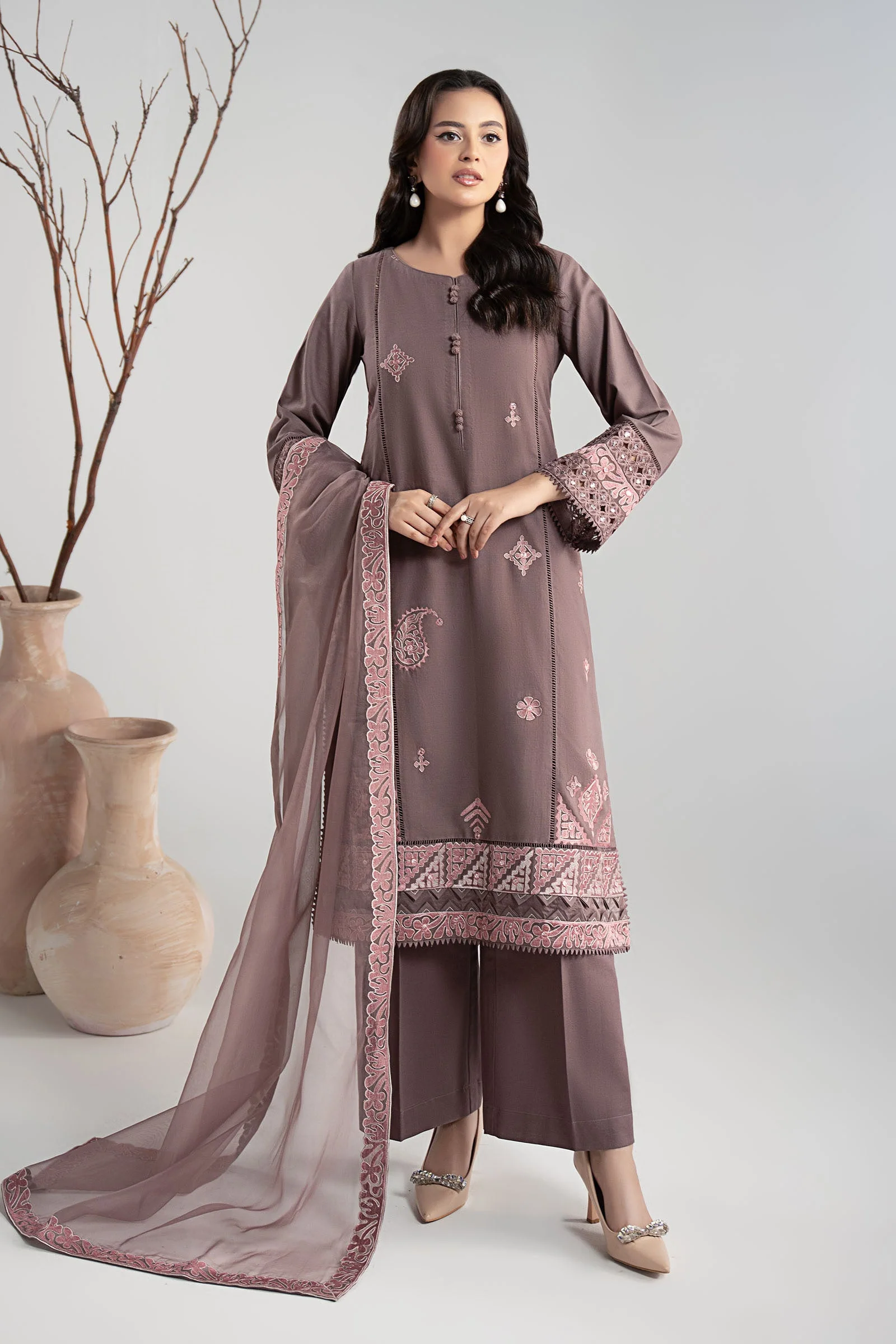 3 Piece Embroidered Marina Suit