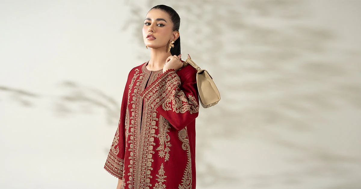 3 Piece Embroidered Khaddar Suit - Image 9