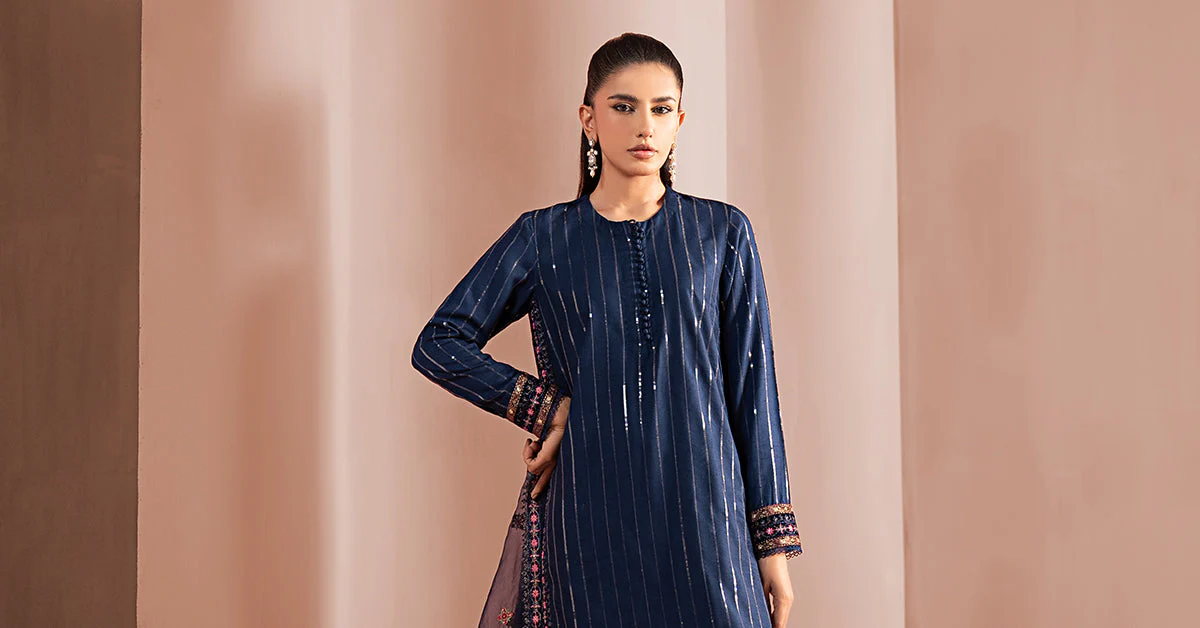 3 Piece Embroidered Linen Suit - Image 9