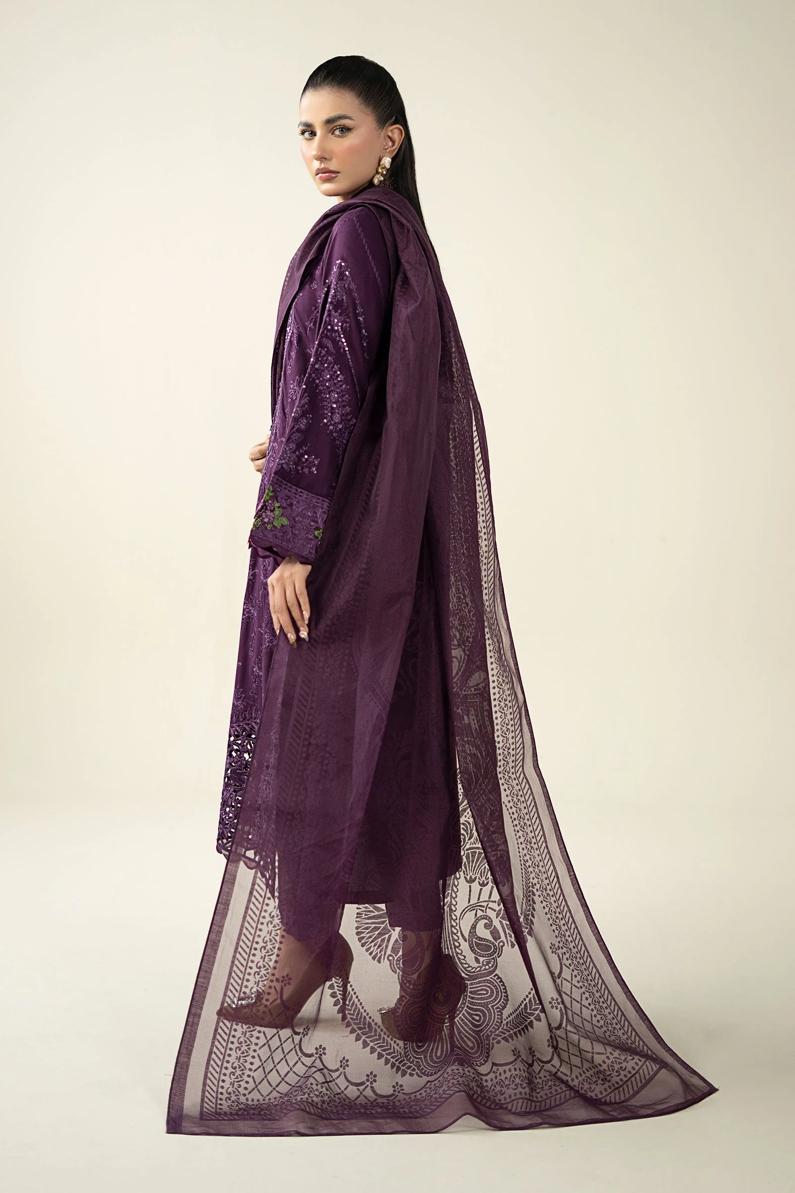 3 Piece Embroidered Linen Suit - Image 5