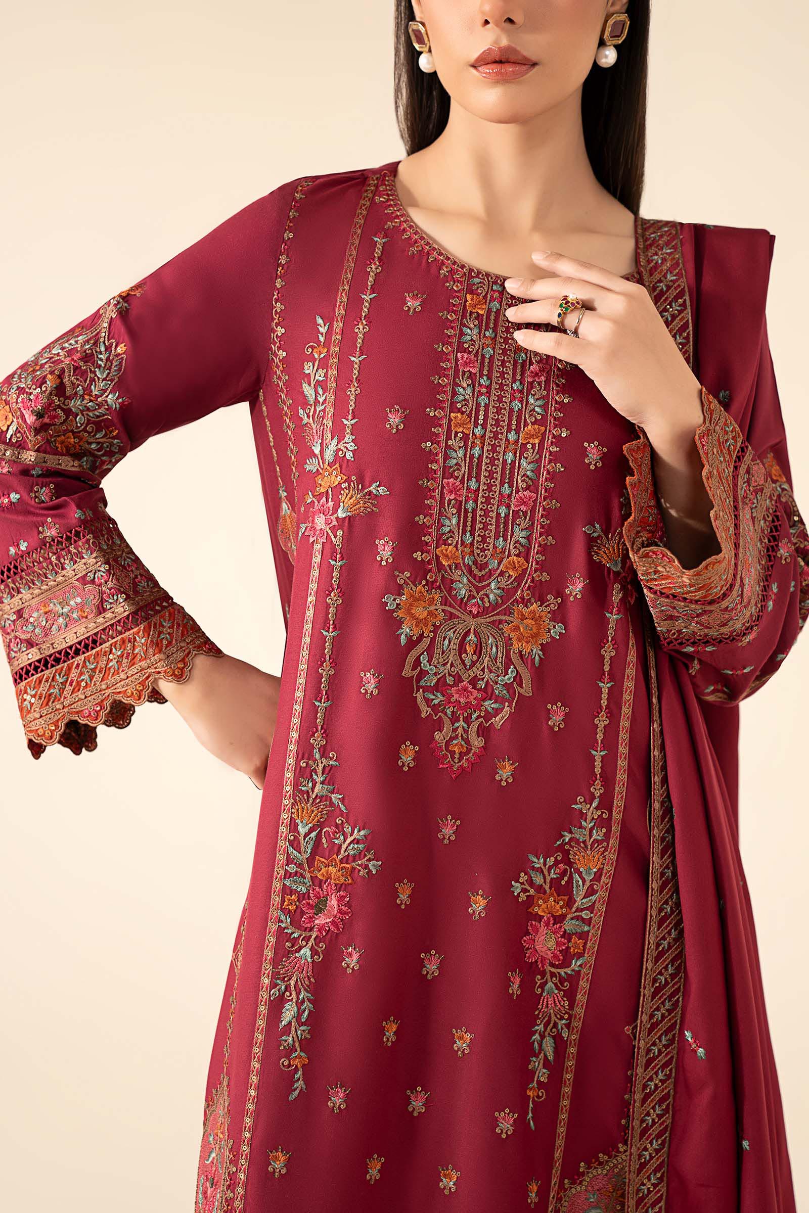 3 Piece Embroidered Linen Suit - Image 3