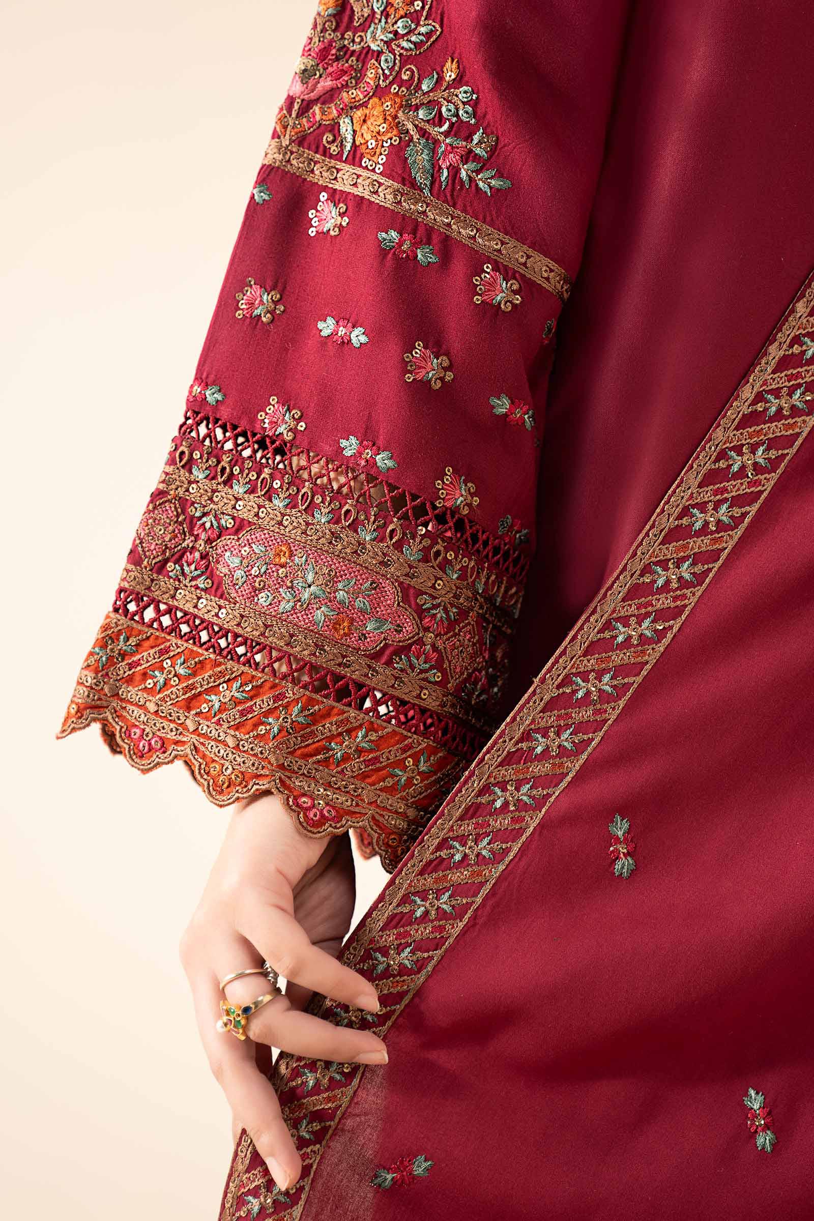 3 Piece Embroidered Linen Suit - Image 4