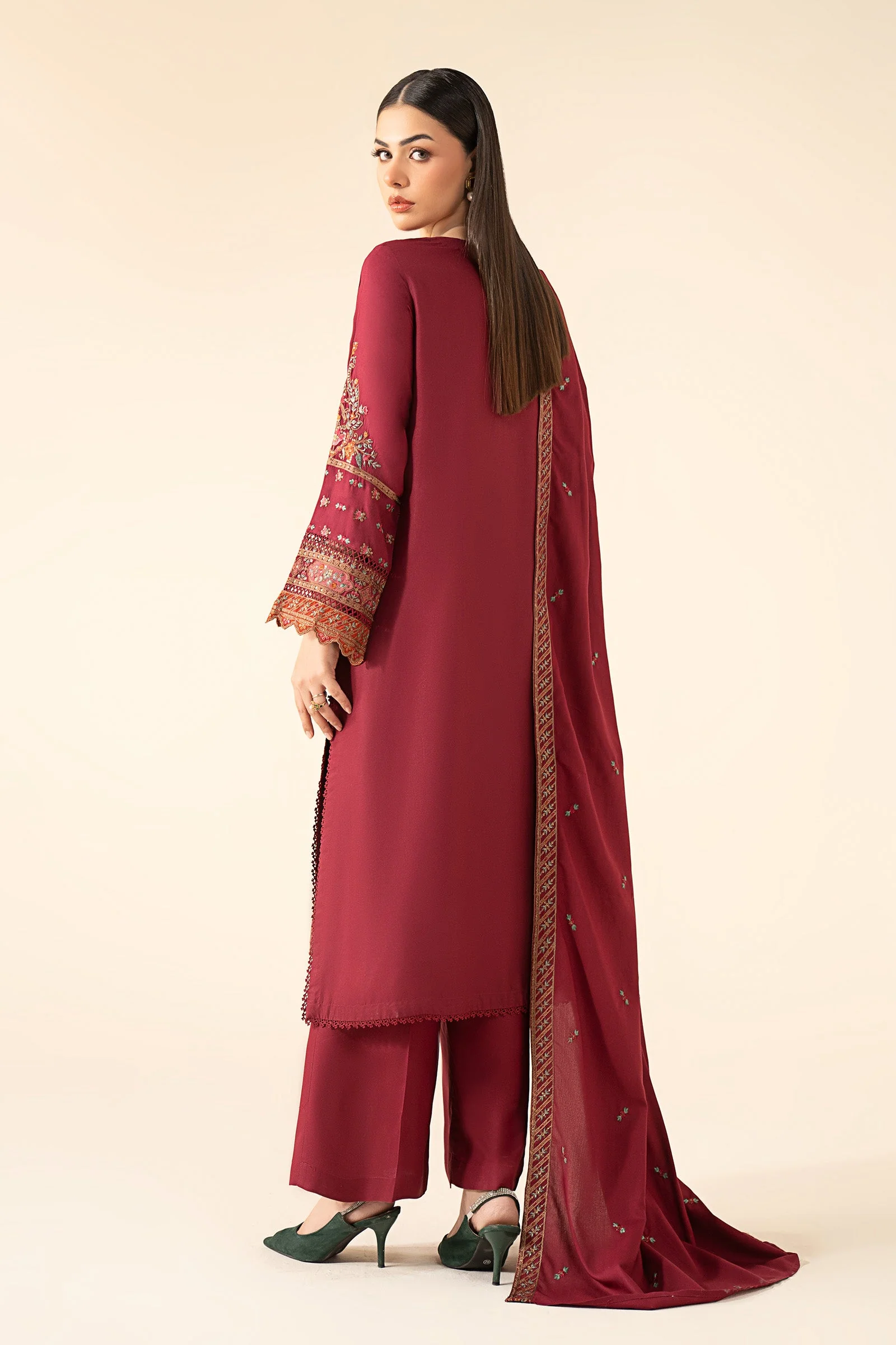 3 Piece Embroidered Linen Suit - Image 8