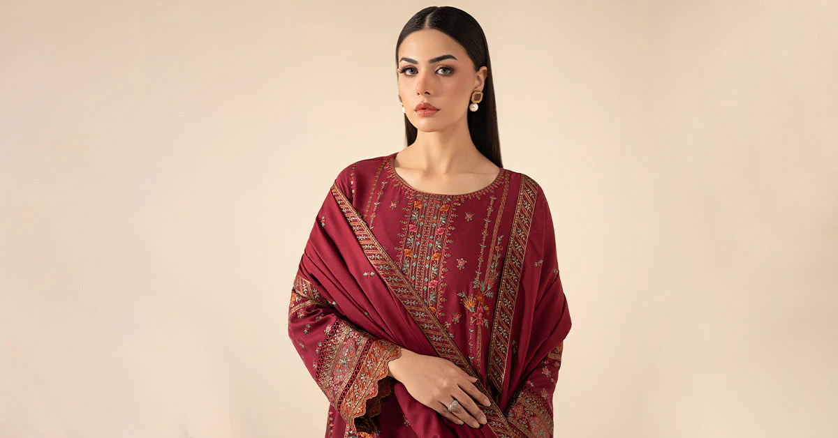 3 Piece Embroidered Linen Suit - Image 9
