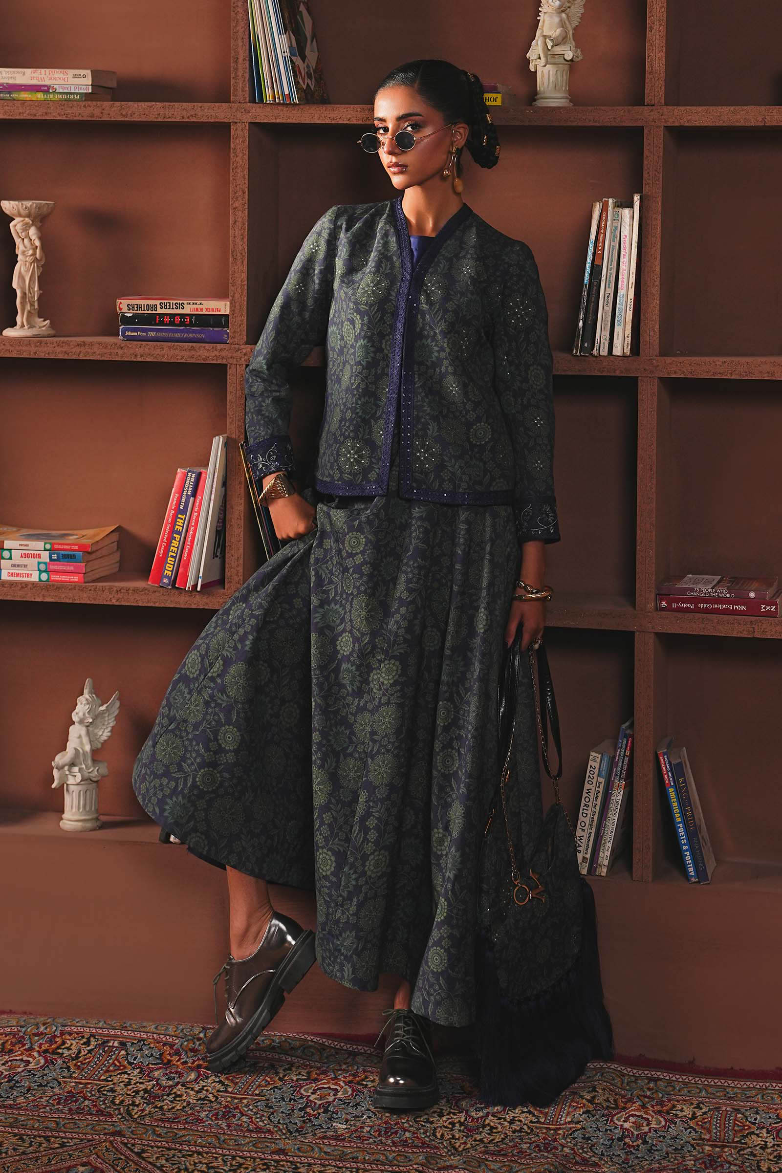 Embroidered Pk Raw Silk Skirt Set - Image 7