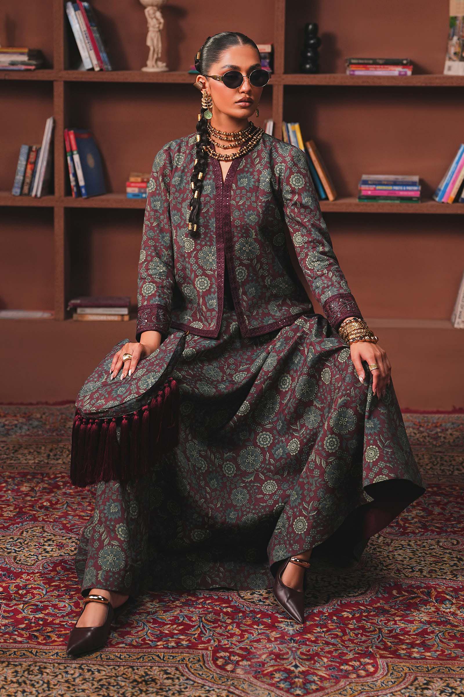 Embroidered Pk Raw Silk Skirt Set - Image 6