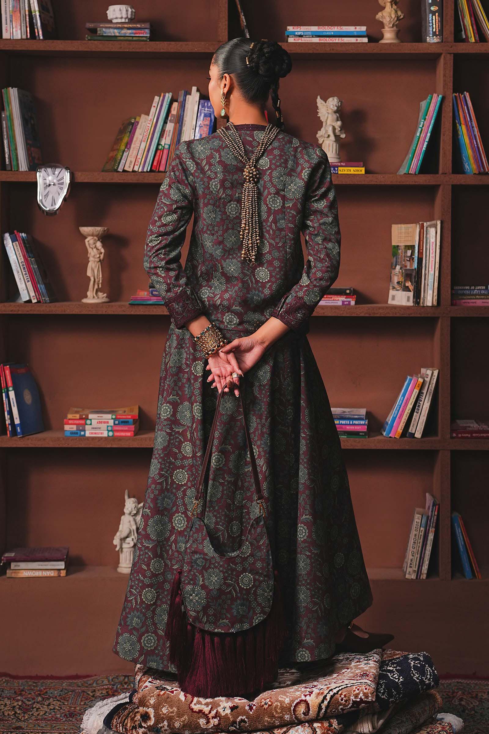 Embroidered Pk Raw Silk Skirt Set - Image 8