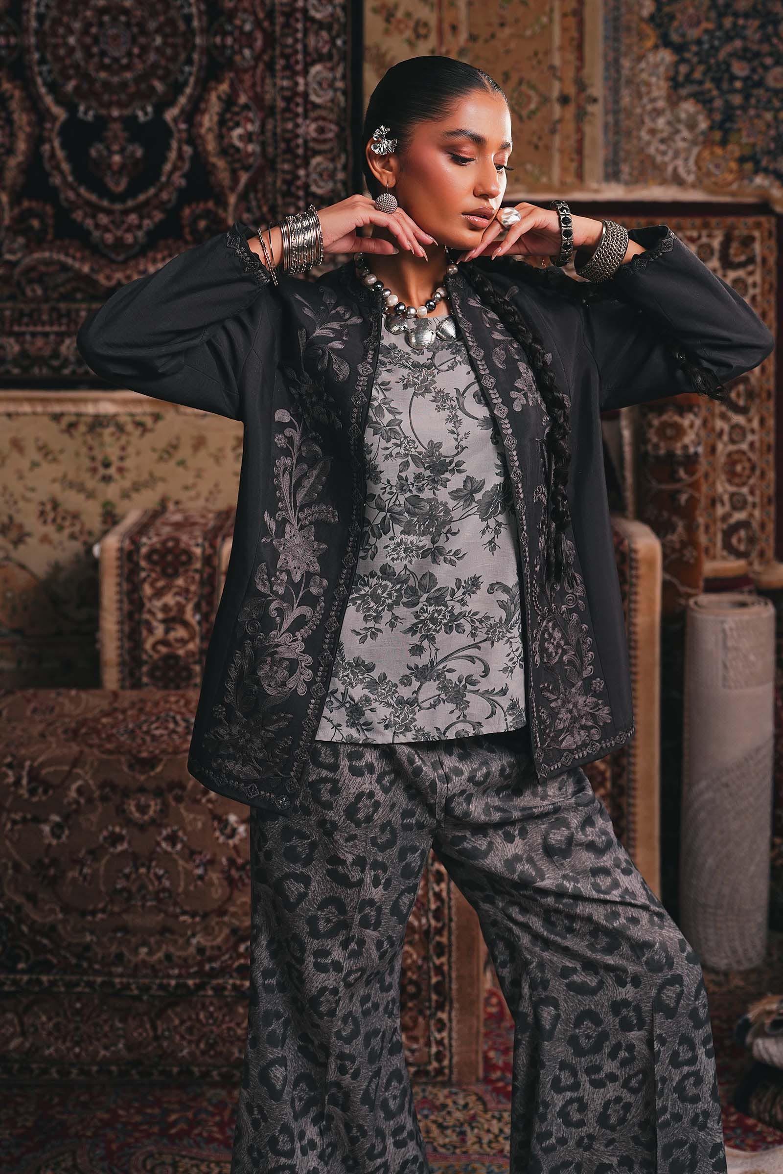 Embroidered Pk Raw Silk Jacket Set - Image 6