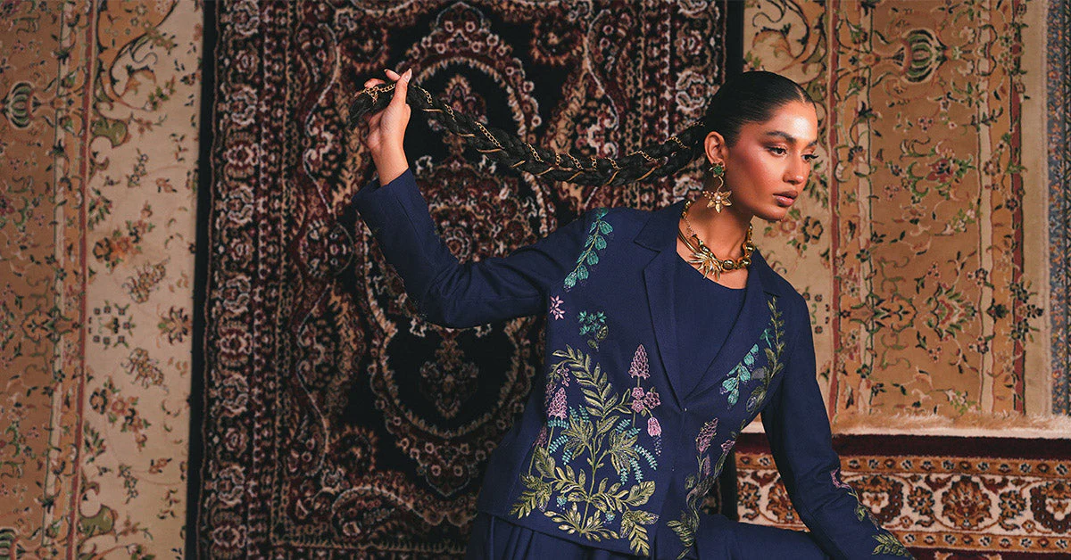 Embroidered Marina Twill Blazer Set - Image 9