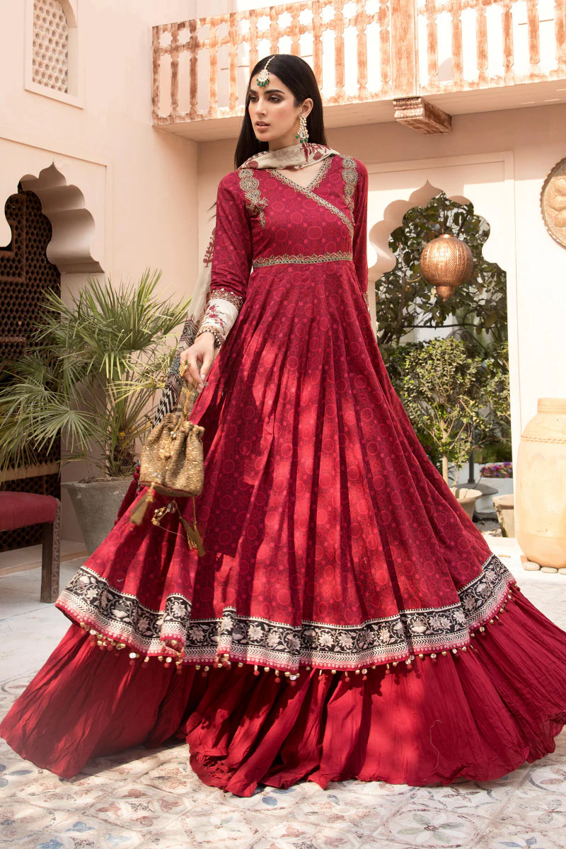 Unstitched Lawn EL-21-03-Maroon - Image 2