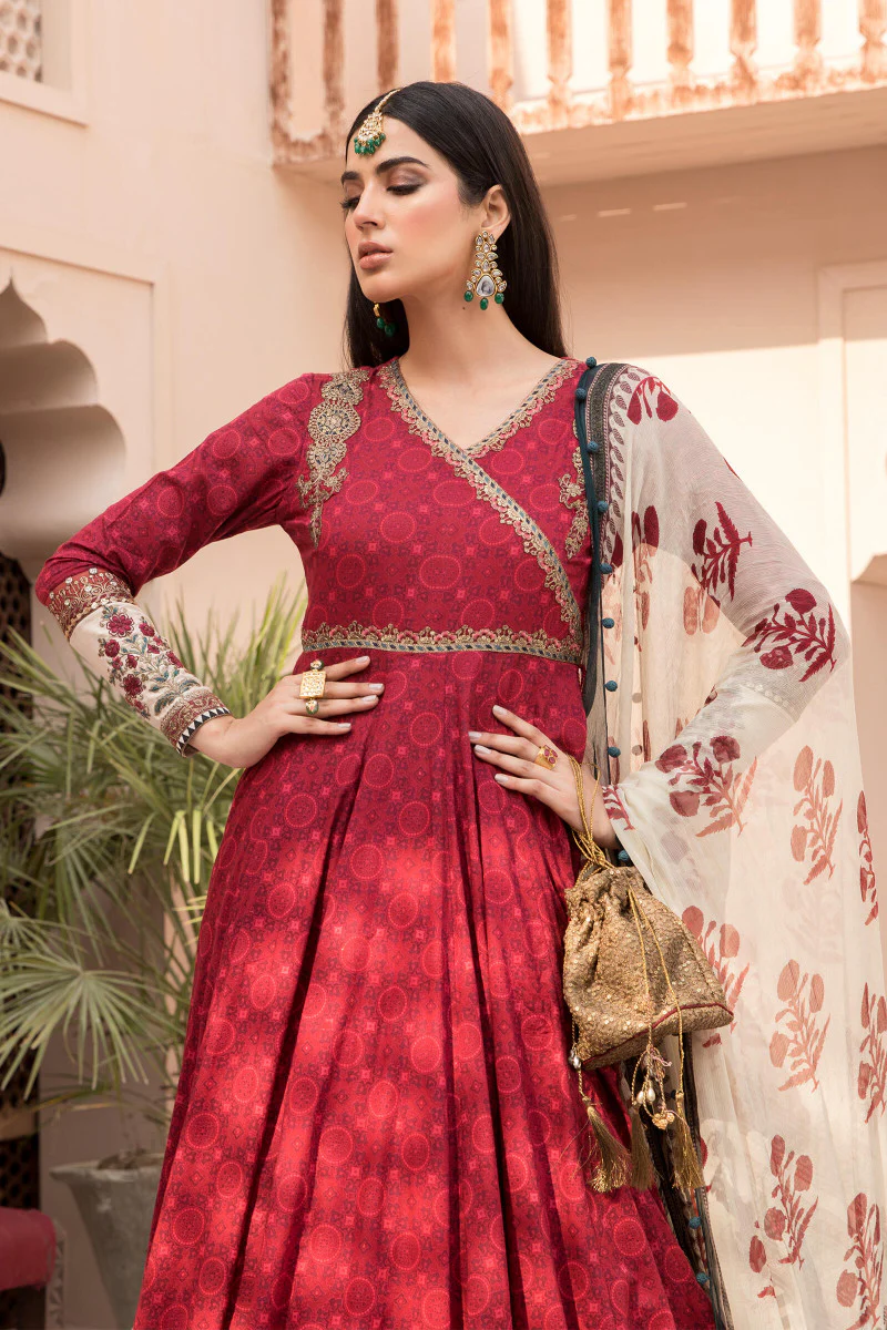 Unstitched Lawn EL-21-03-Maroon - Image 3