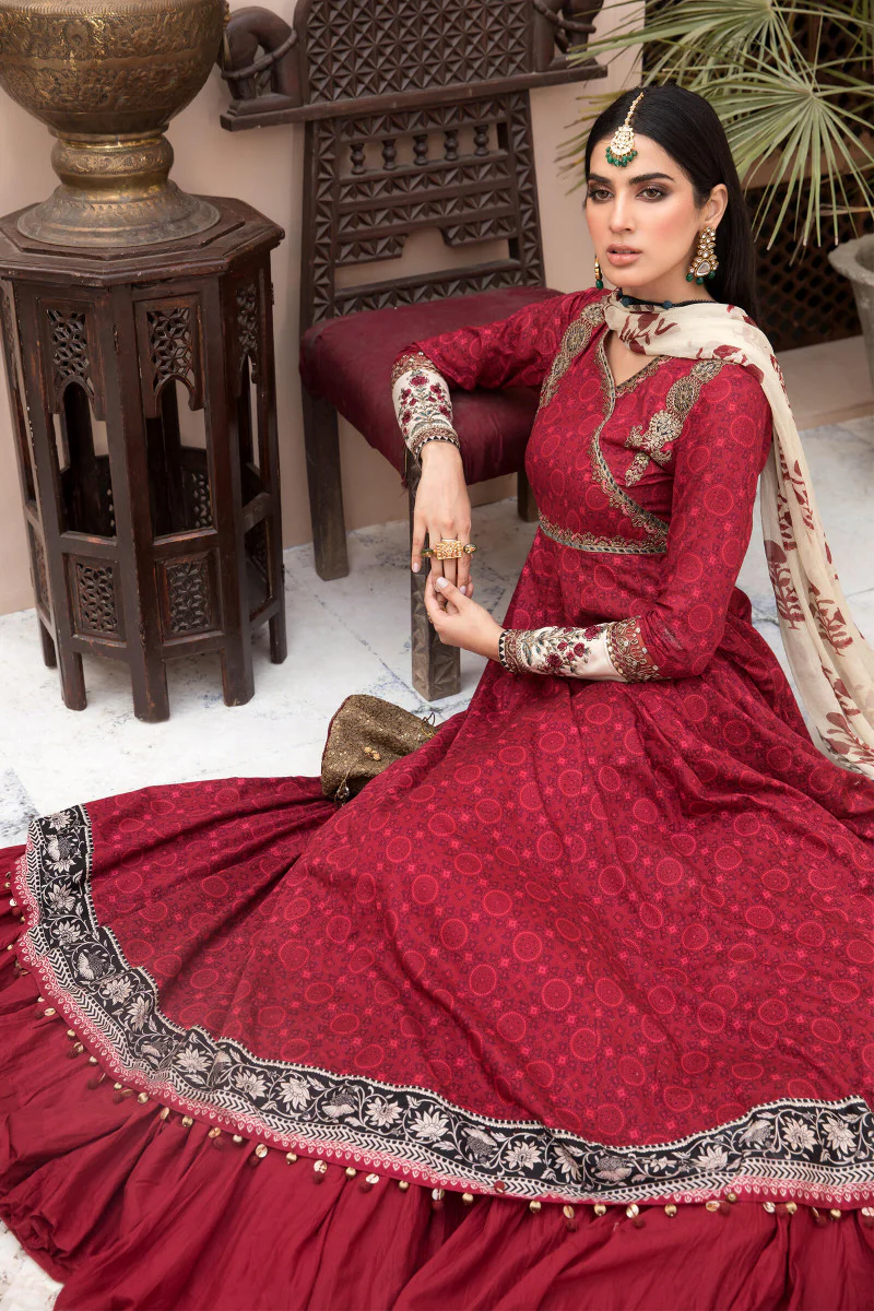 Unstitched Lawn EL-21-03-Maroon - Image 4