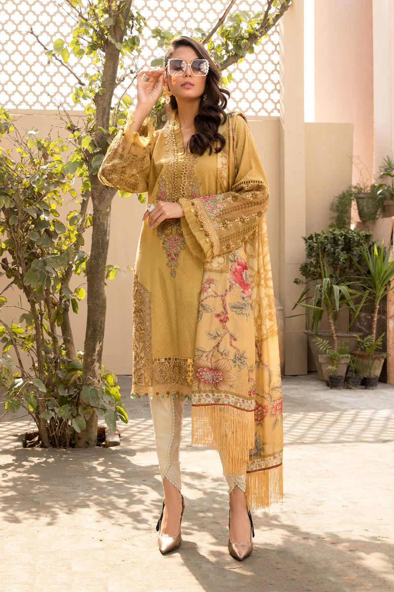 Unstitched Lawn EL-21-09-Mustard - Image 2
