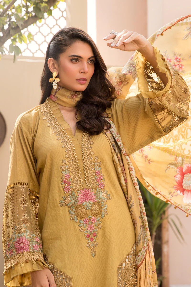 Unstitched Lawn EL-21-09-Mustard - Image 3