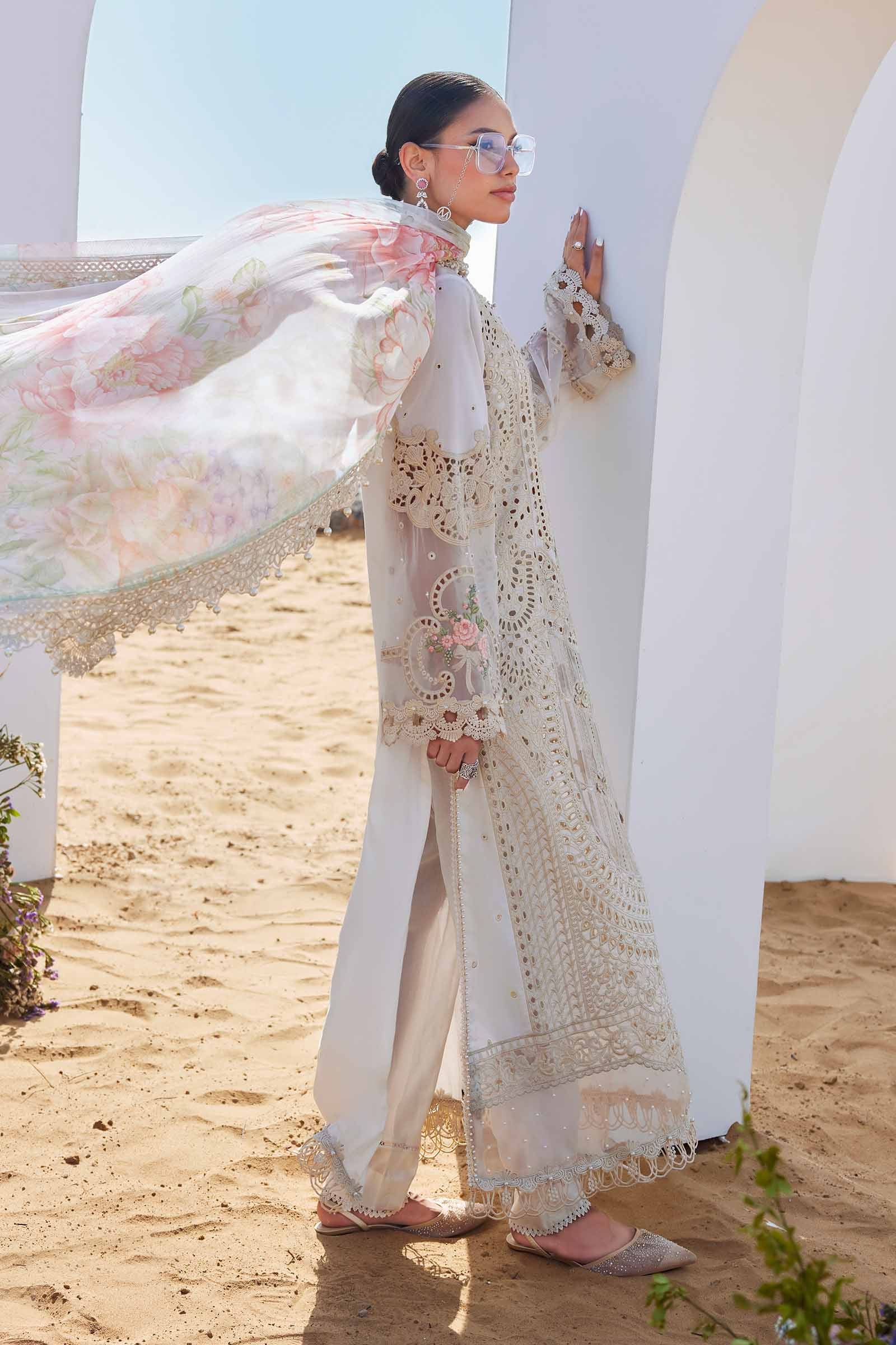 3 Piece Unstitched Embroidered Lawn Suit | EID LAWN-25-07 - Image 10
