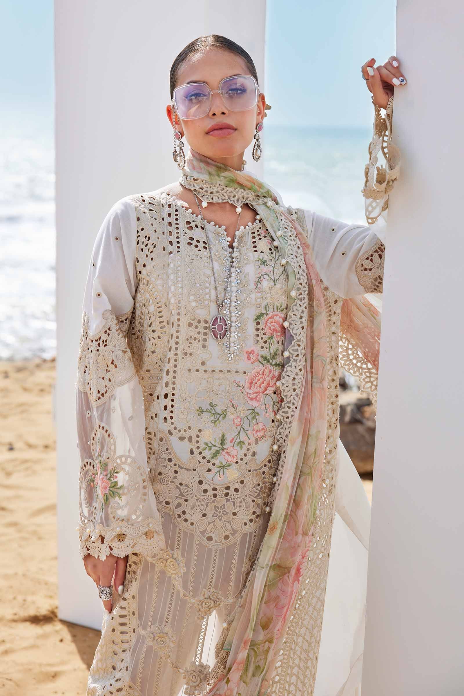 3 Piece Unstitched Embroidered Lawn Suit | EID LAWN-25-07 - Image 2