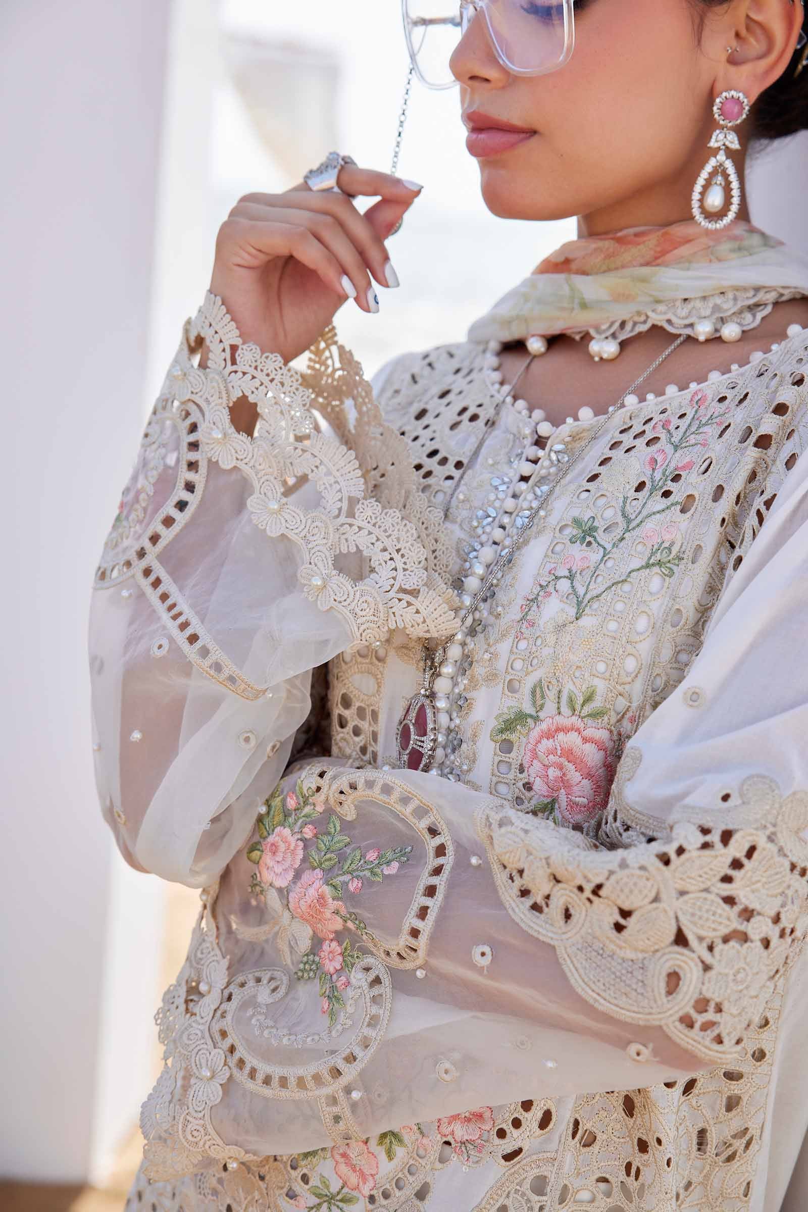 3 Piece Unstitched Embroidered Lawn Suit | EID LAWN-25-07 - Image 3