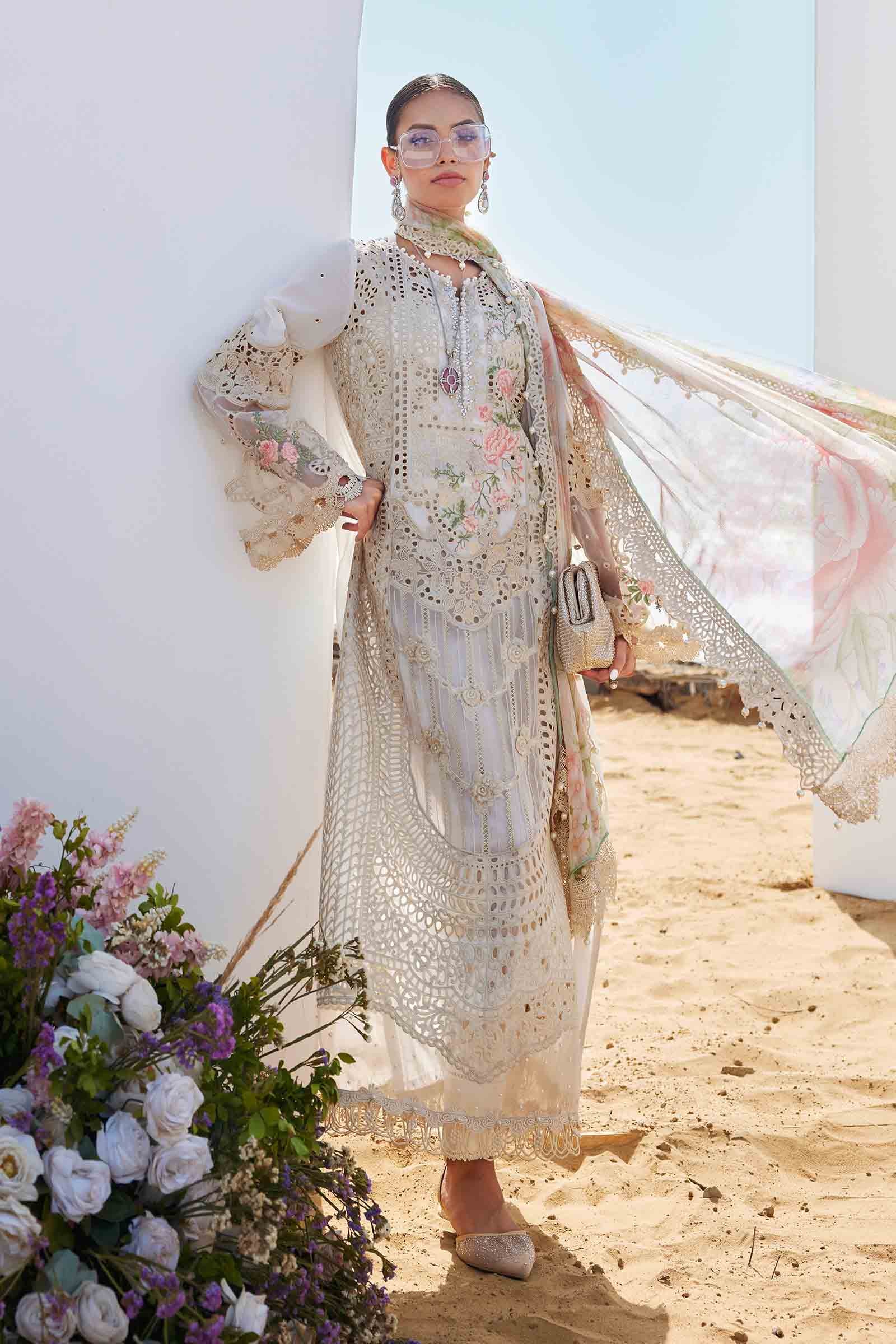 3 Piece Unstitched Embroidered Lawn Suit | EID LAWN-25-07 - Image 8