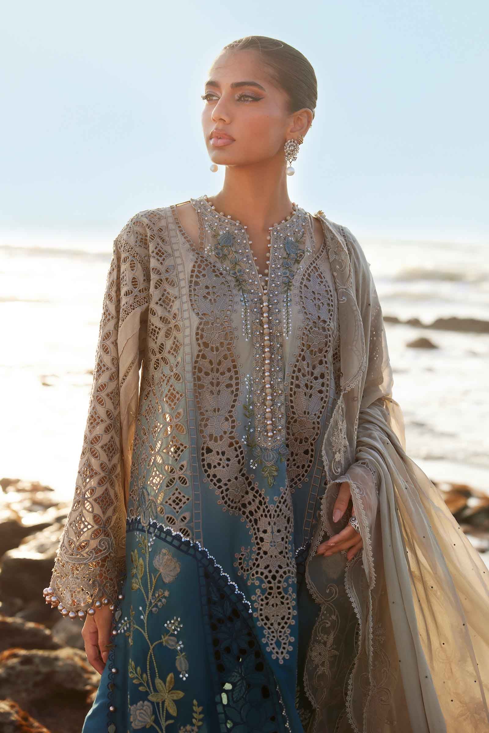 3 Piece Unstitched Embroidered Lawn Suit | EID LAWN-25-08 - Image 2