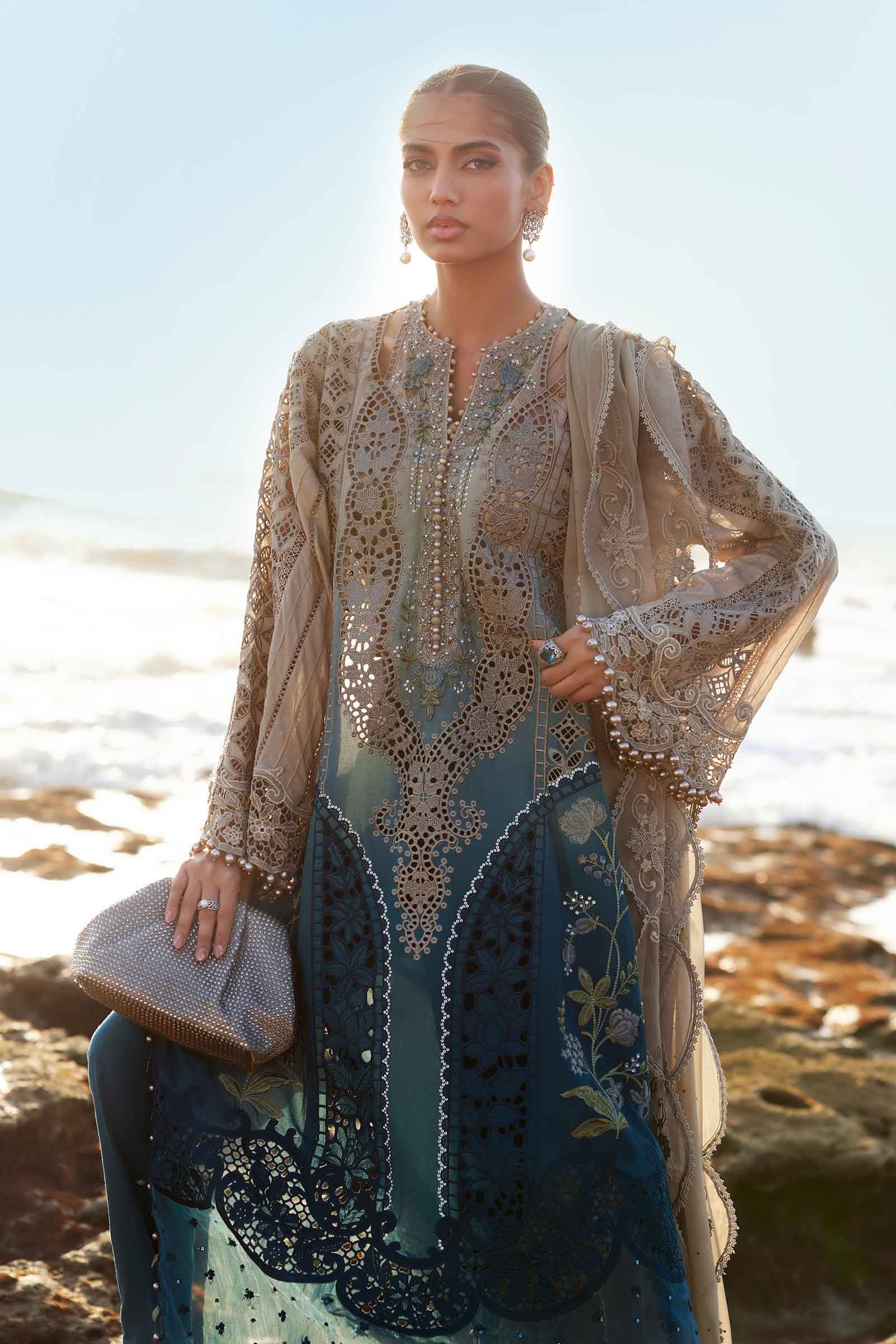 3 Piece Unstitched Embroidered Lawn Suit | EID LAWN-25-08 - Image 3
