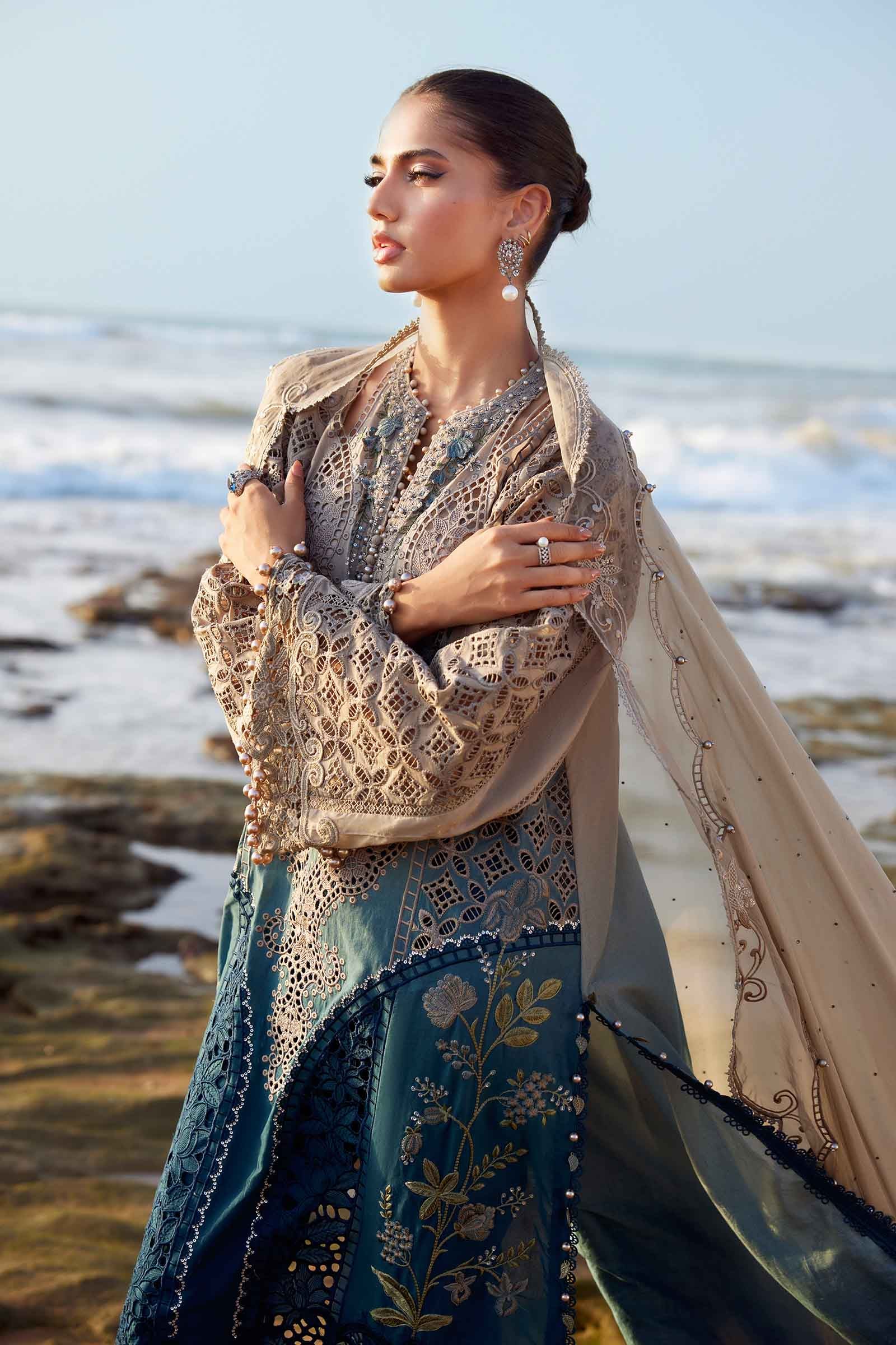 3 Piece Unstitched Embroidered Lawn Suit | EID LAWN-25-08 - Image 4