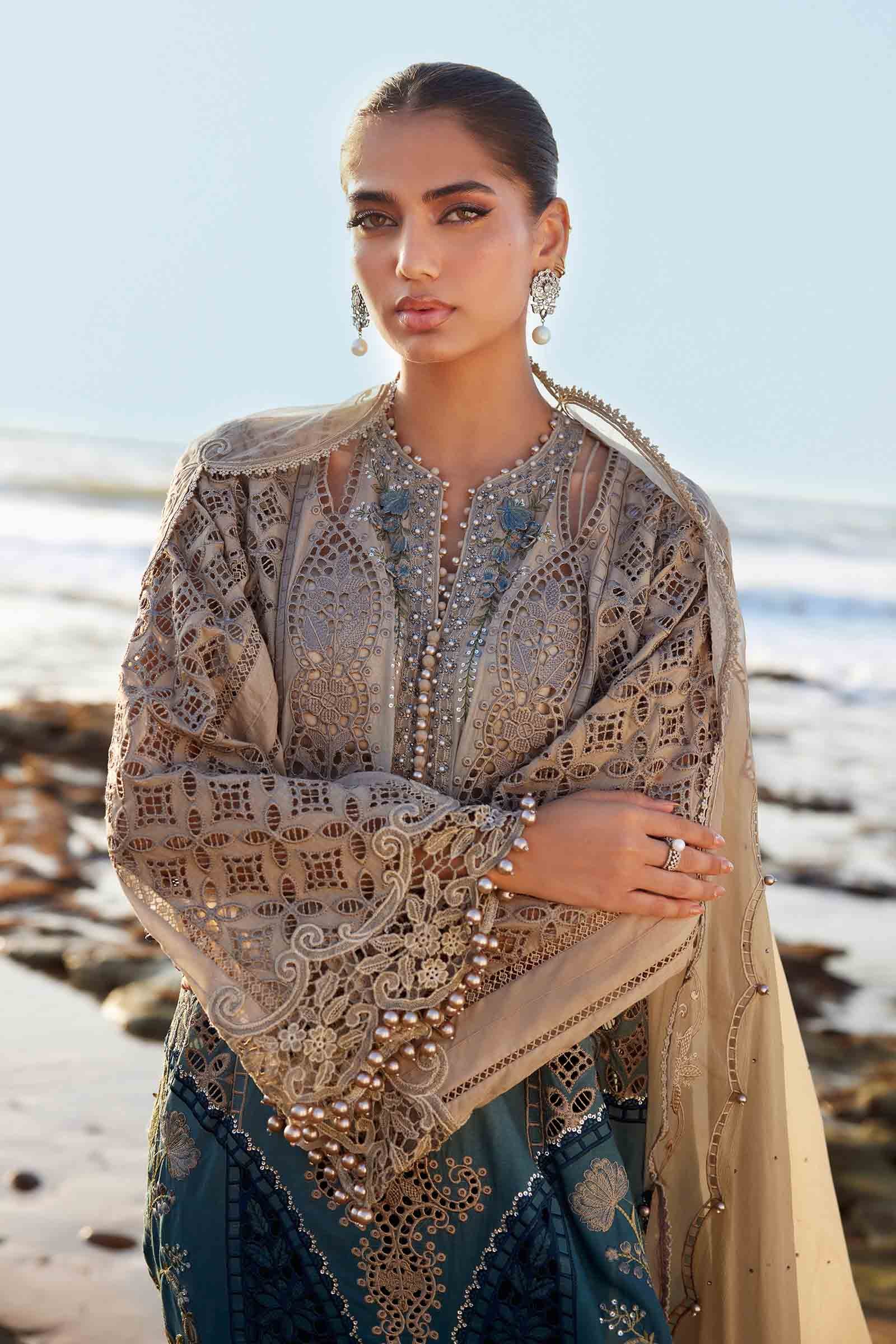 3 Piece Unstitched Embroidered Lawn Suit | EID LAWN-25-08 - Image 5