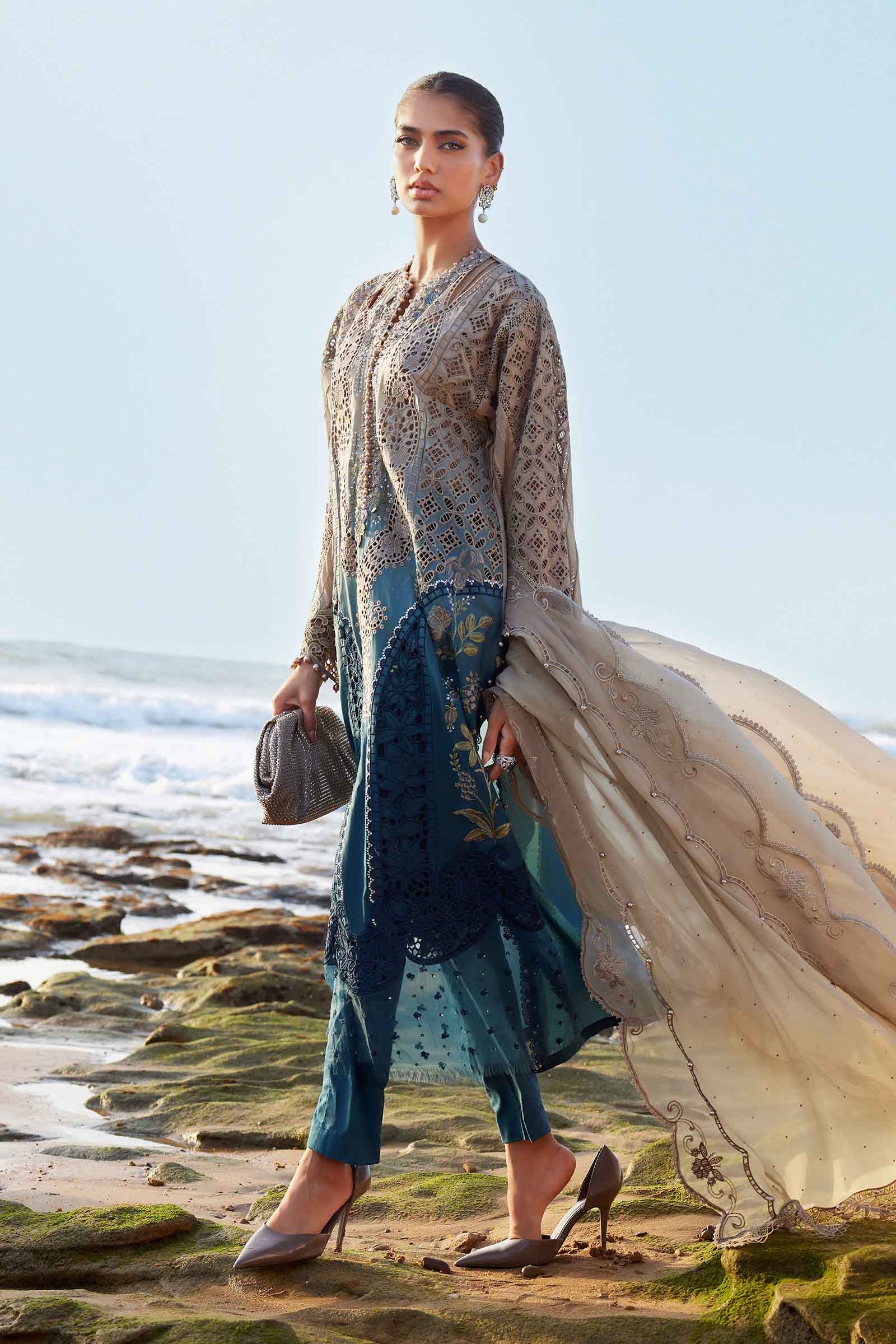 3 Piece Unstitched Embroidered Lawn Suit | EID LAWN-25-08 - Image 6