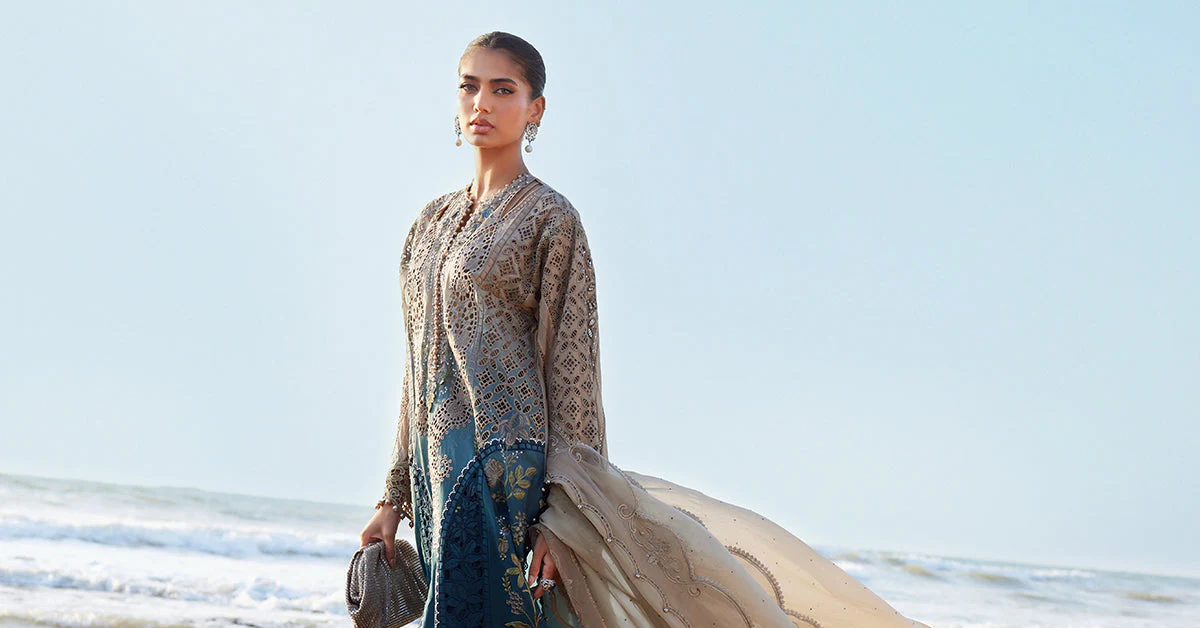3 Piece Unstitched Embroidered Lawn Suit | EID LAWN-25-08 - Image 7