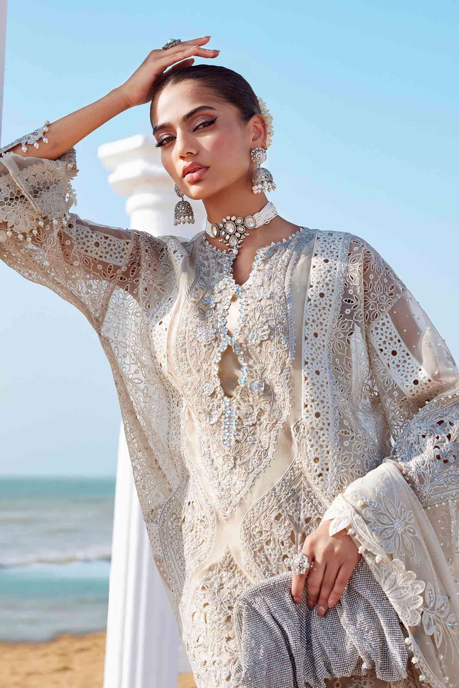 3 Piece Unstitched Embroidered Organza Suit | EID LAWN-25-09 - Image 3