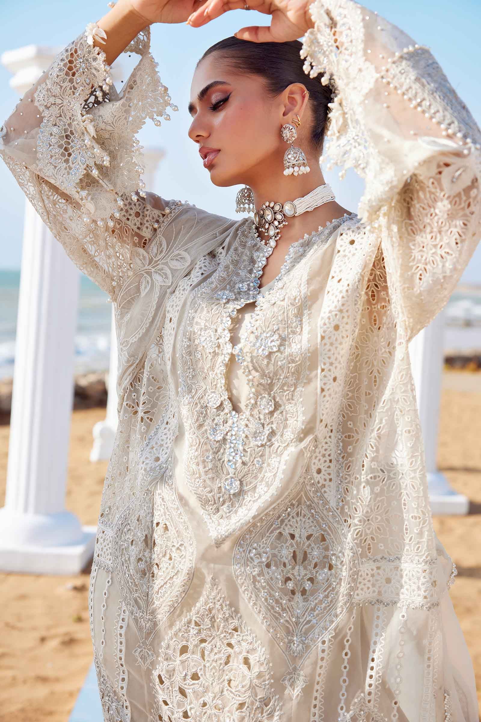 3 Piece Unstitched Embroidered Organza Suit | EID LAWN-25-09 - Image 6