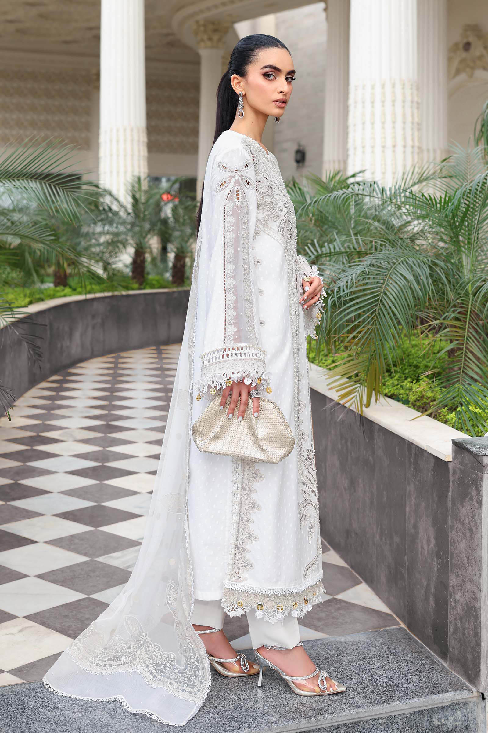 3 Piece Unstitched Embroidered Jacquard Lawn Suit - Image 11