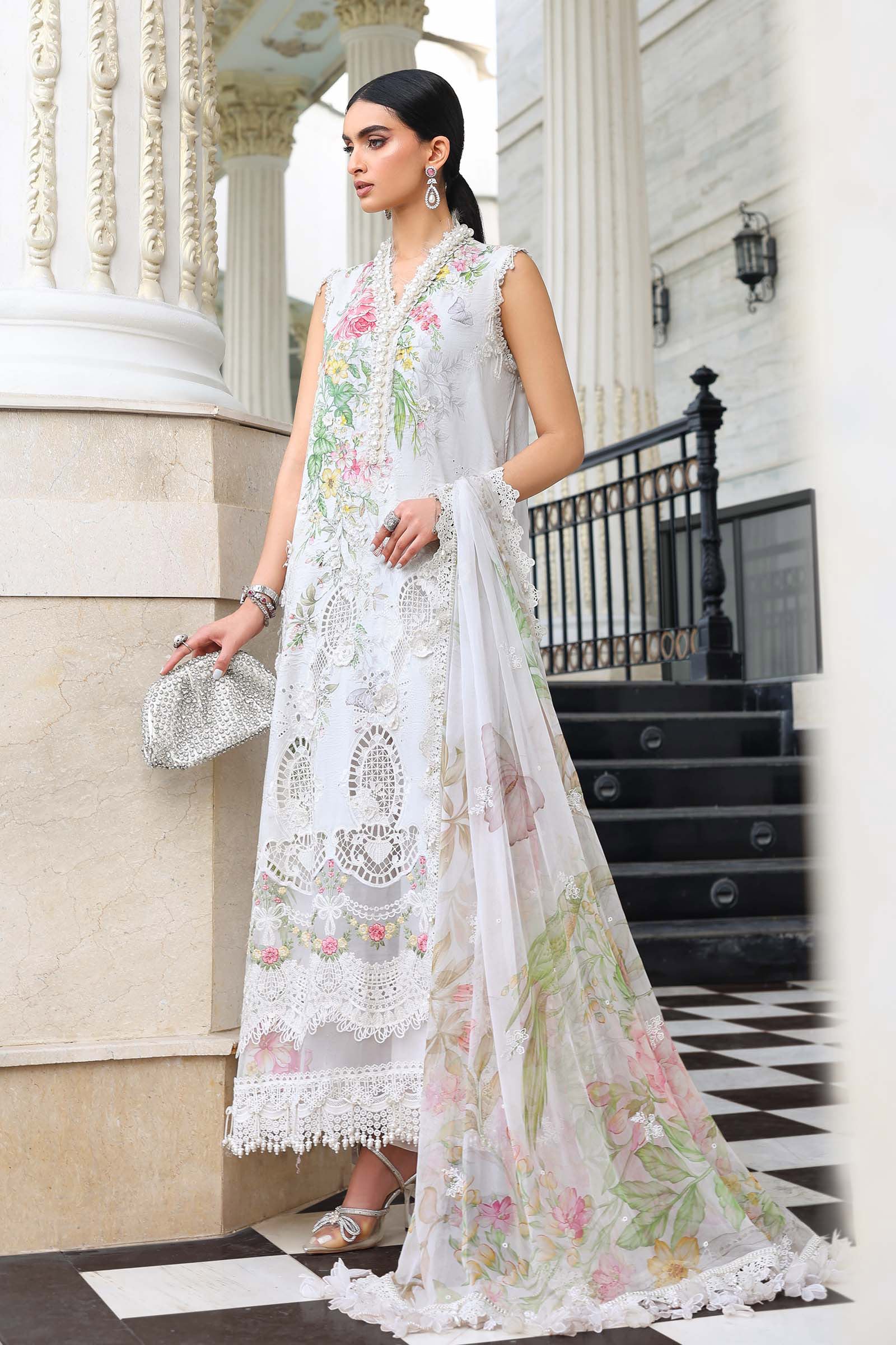 3 Piece Unstitched Embroidered Lawn Suit - Image 5