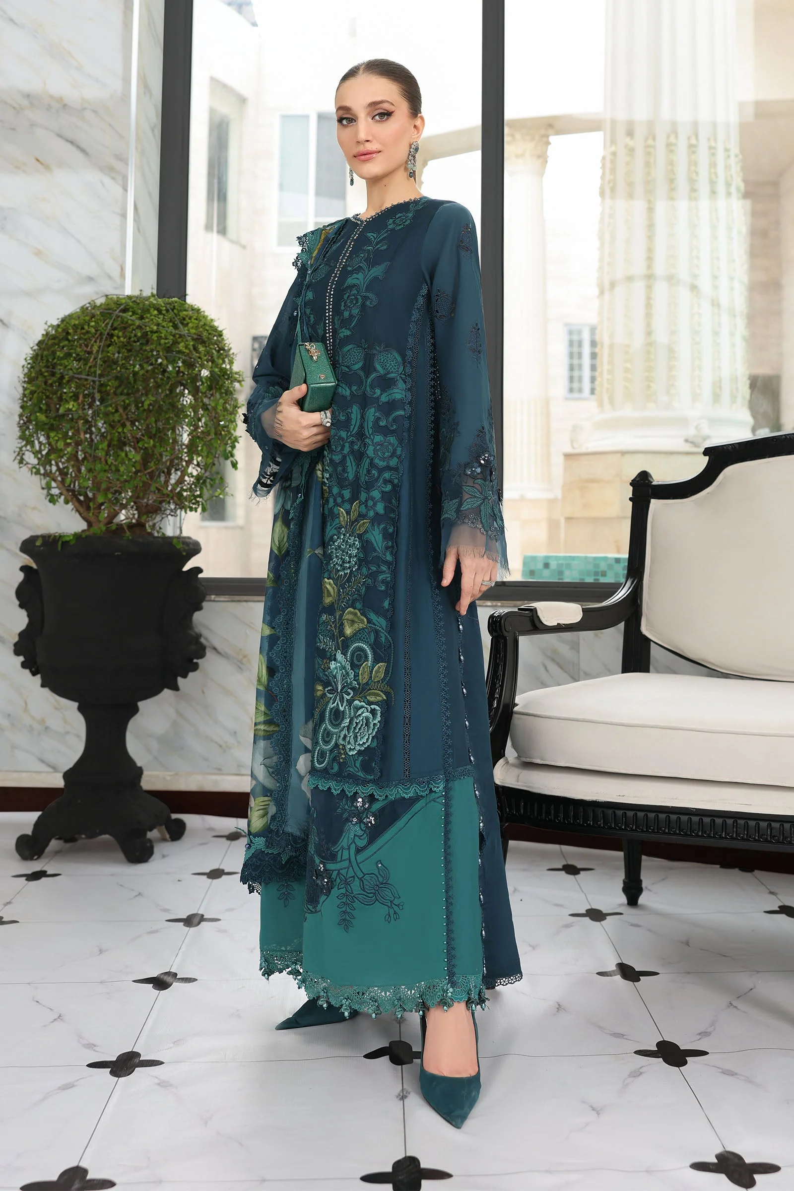 3 Piece Unstitched Embroidered Lawn Suit - Image 10
