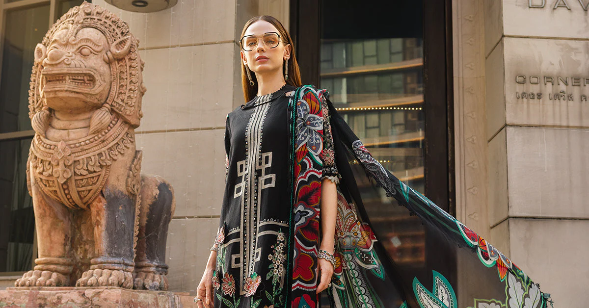 3 Piece Unstitched Embroidered Jacquard Lawn Suit - Image 7