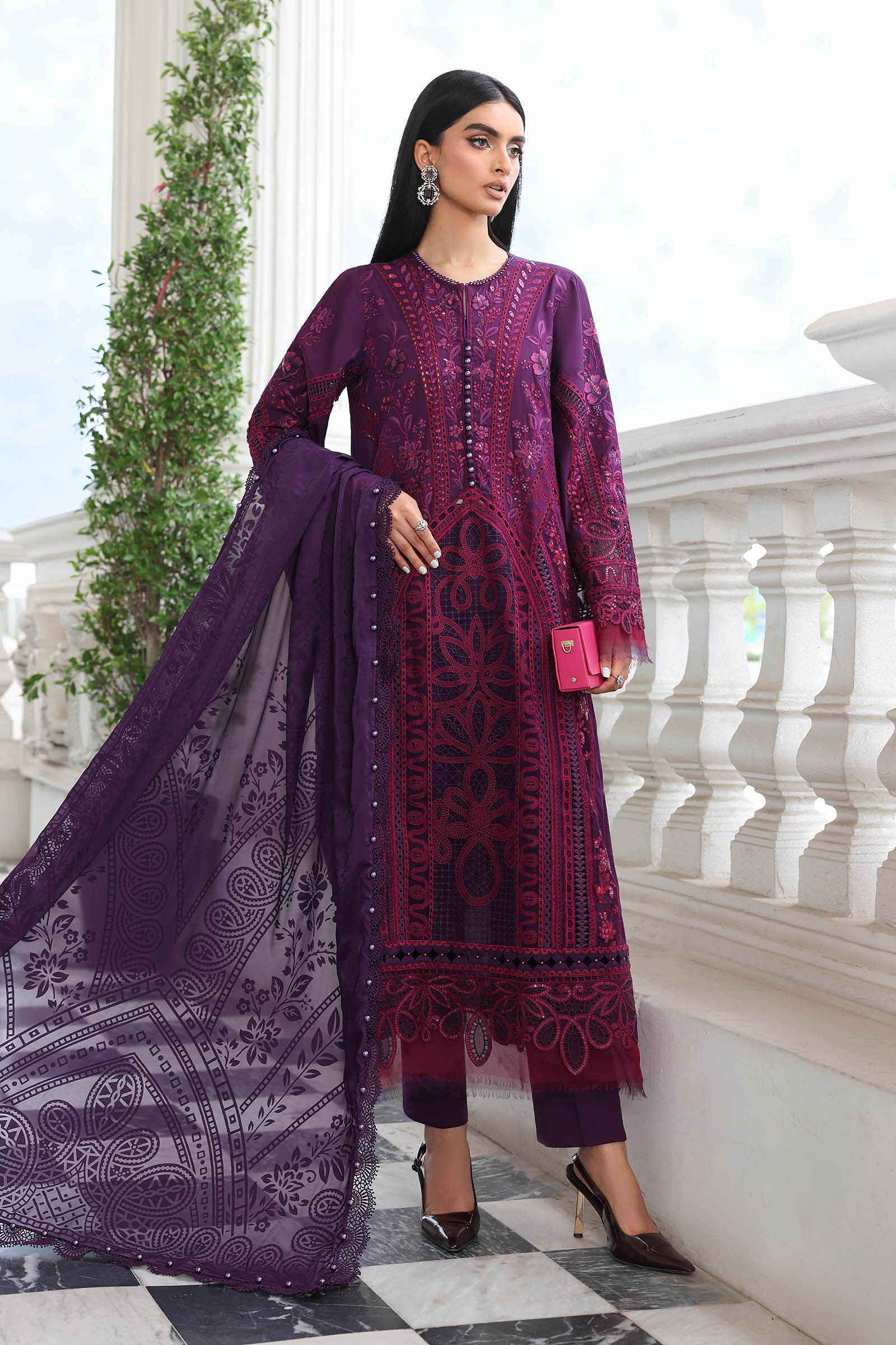 3 Piece Unstitched Embroidered Lawn Suit - Image 3