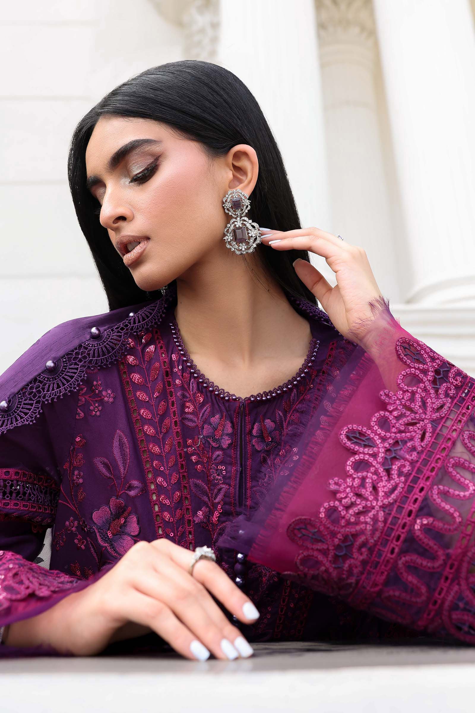 3 Piece Unstitched Embroidered Lawn Suit - Image 6