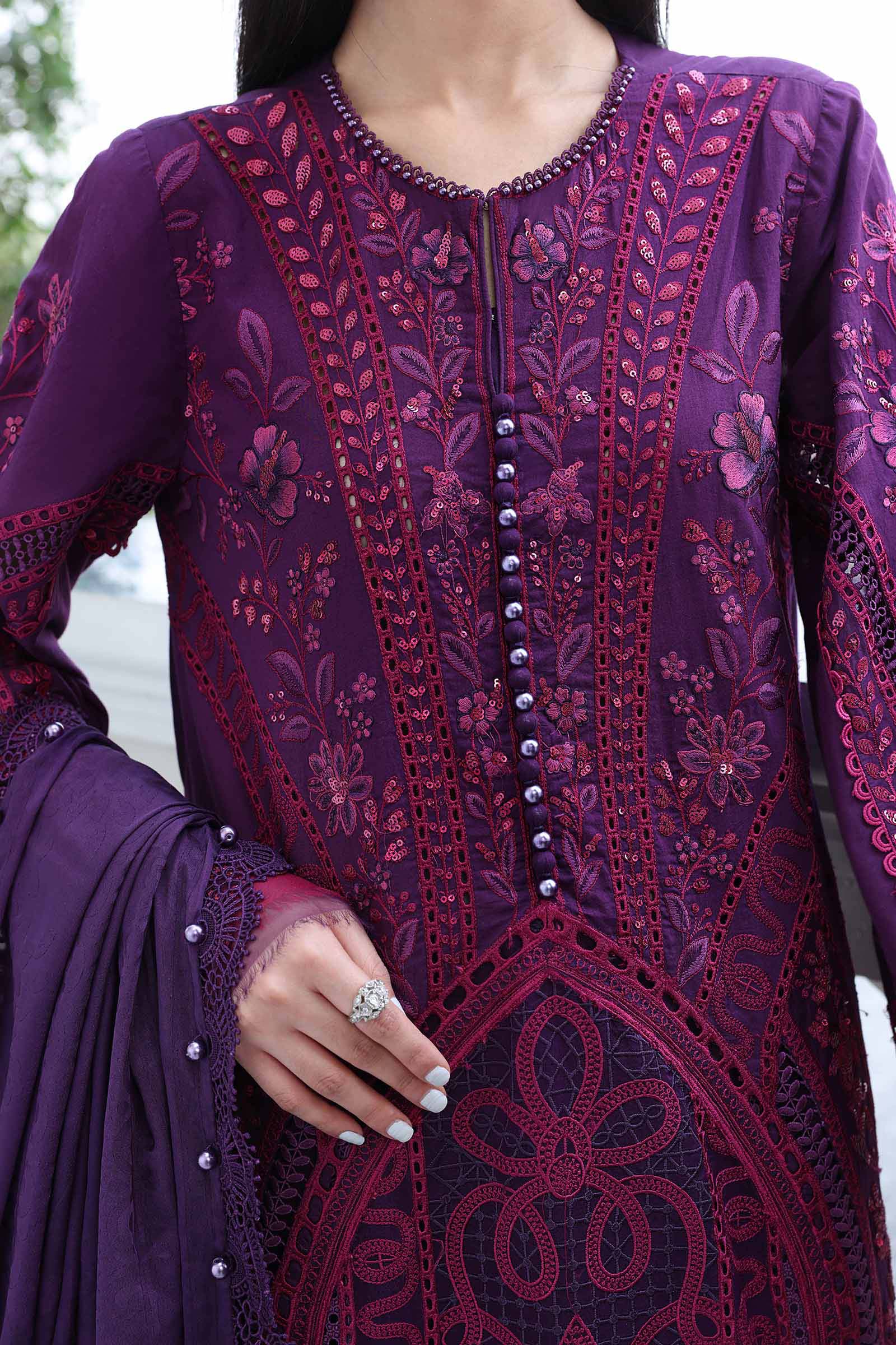3 Piece Unstitched Embroidered Lawn Suit - Image 7