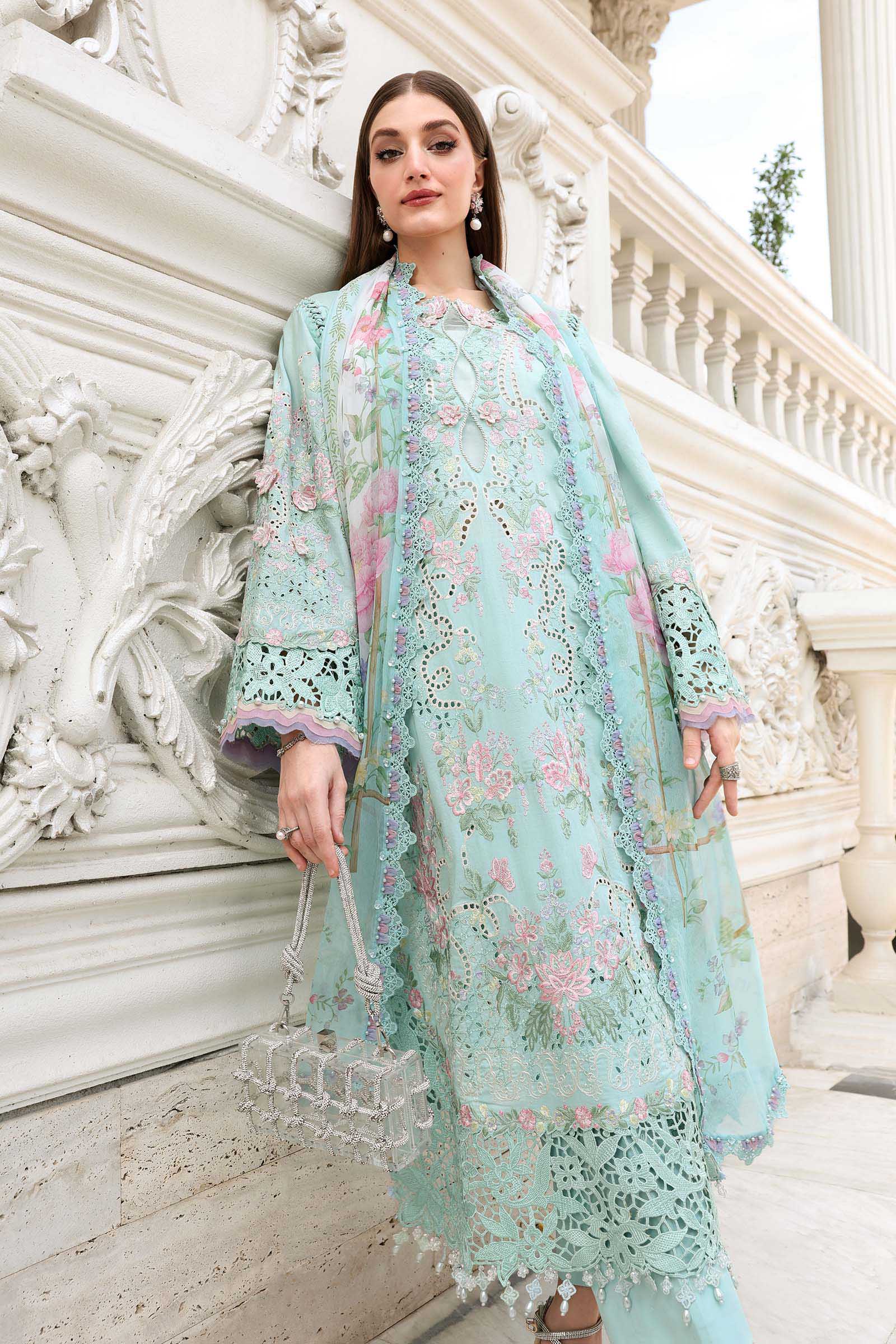 3 Piece Unstitched Embroidered Lawn Suit - Image 3