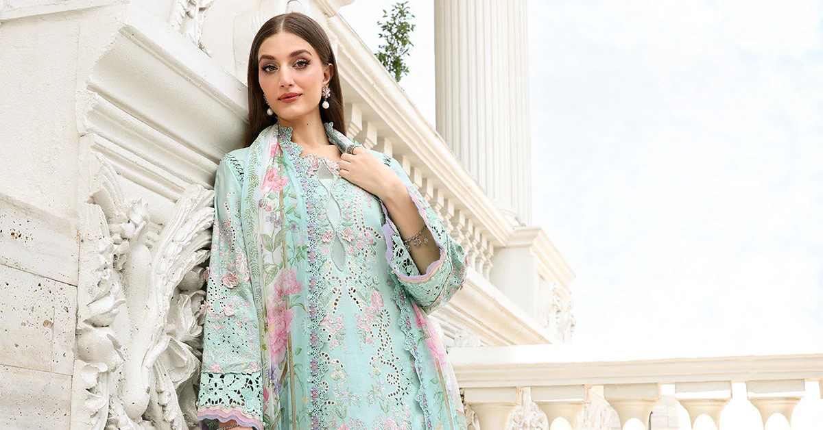 3 Piece Unstitched Embroidered Lawn Suit - Image 9