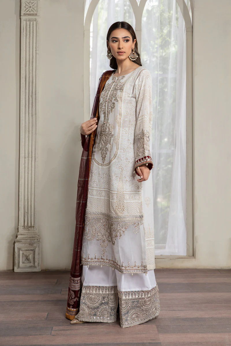 Suit Ivory White and Maroon ELS-21-01 - Image 2