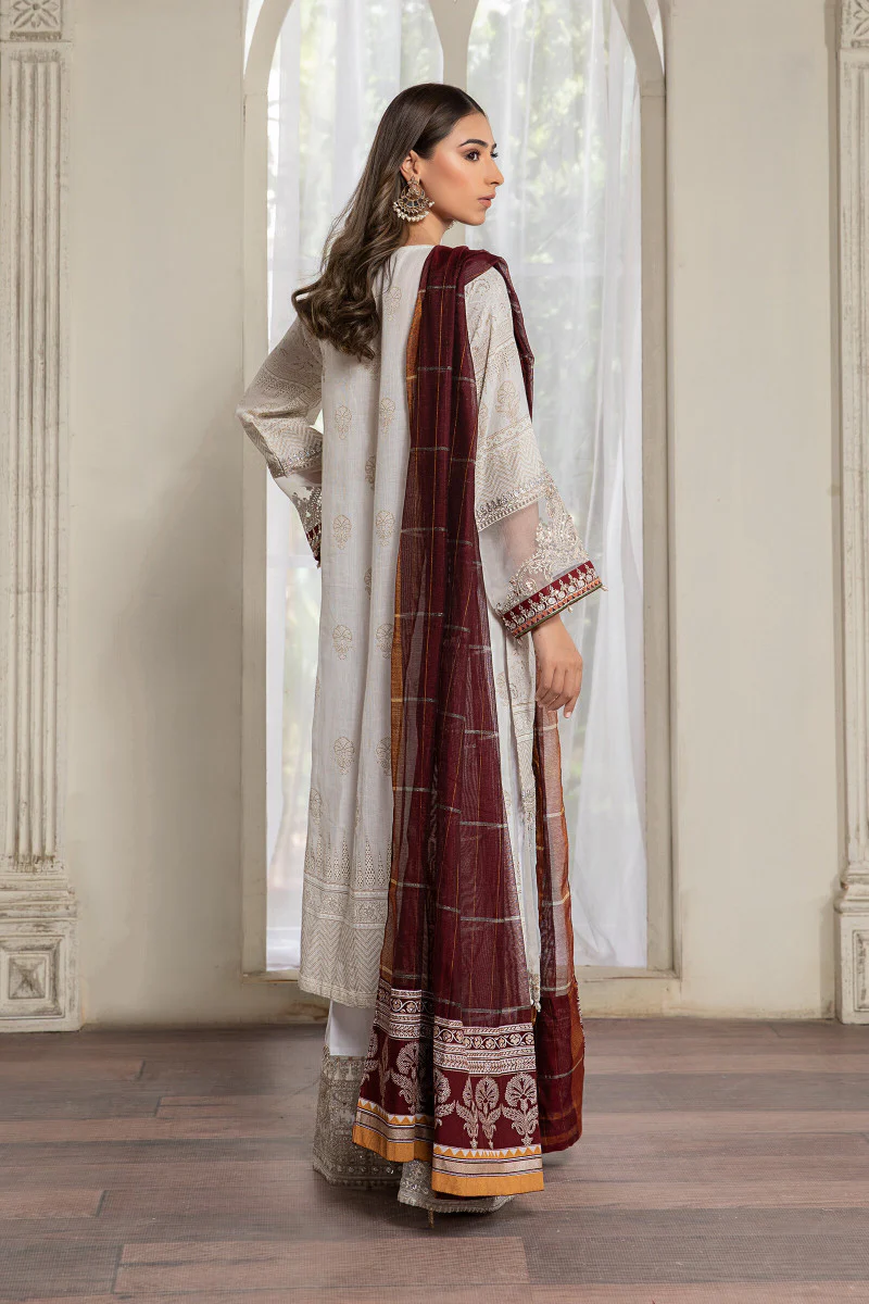 Suit Ivory White and Maroon ELS-21-01 - Image 3