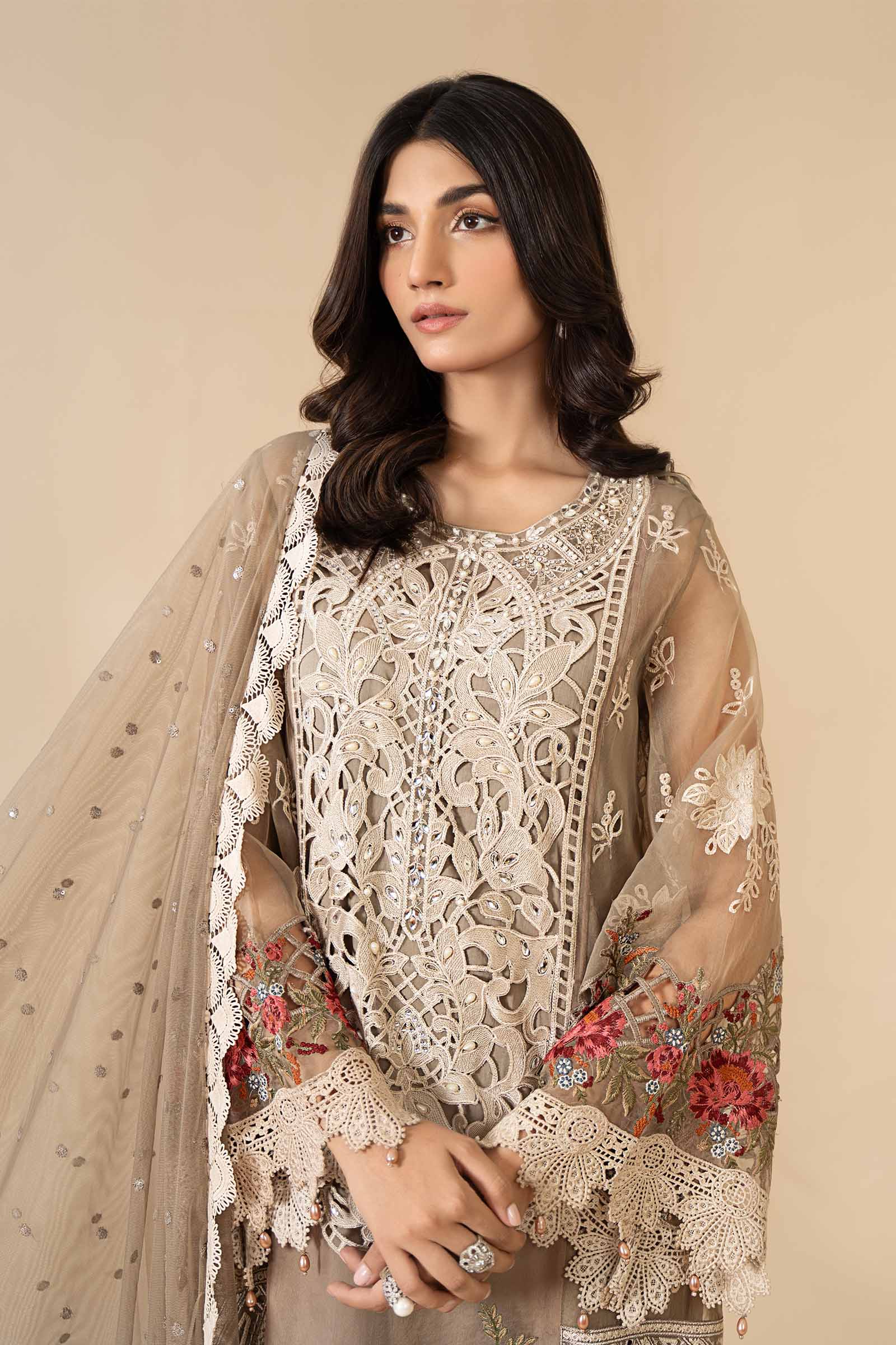 3 Piece Embroidered Organza Suit | ELS-24-01 - Image 3