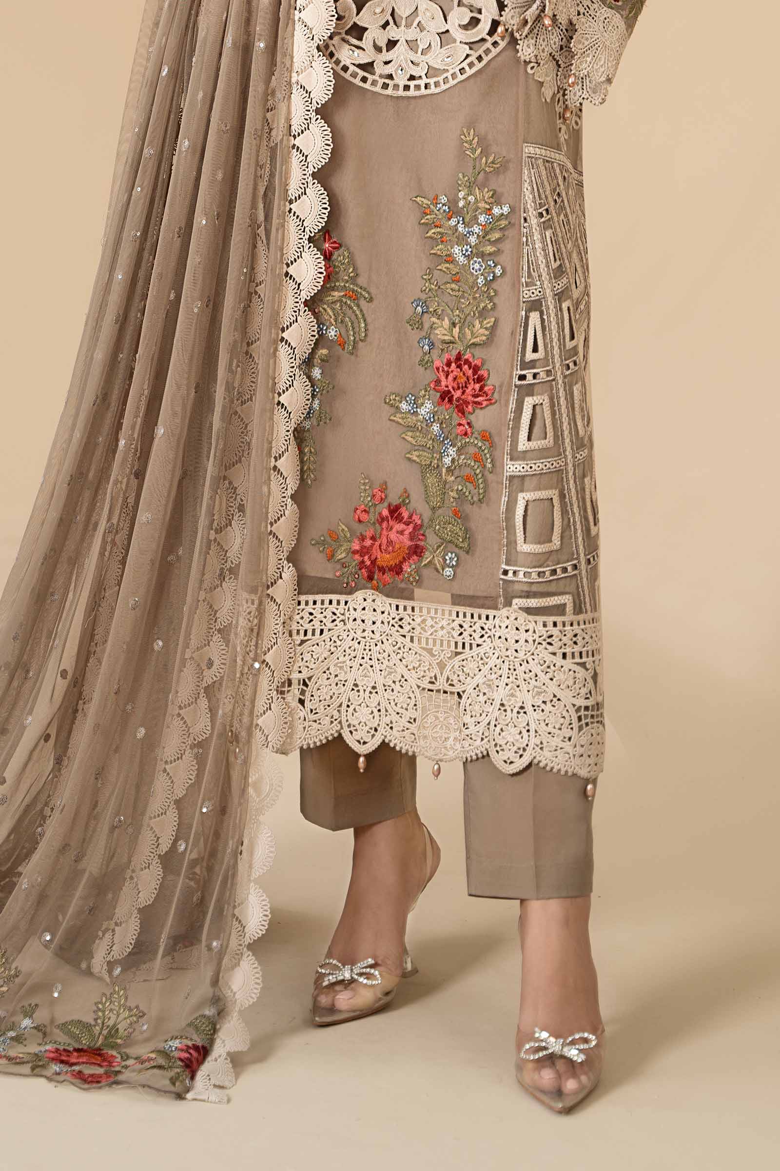 3 Piece Embroidered Organza Suit | ELS-24-01 - Image 4