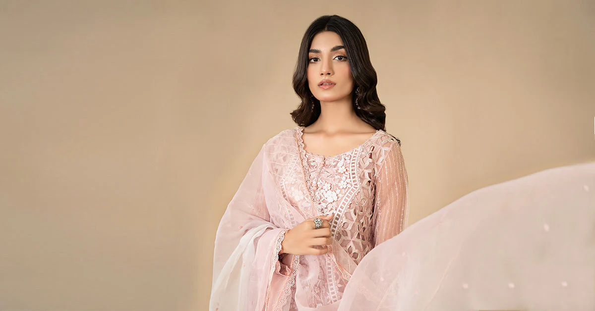3 Piece Embroidered Organza Suit | ELS-24-06 - Image 7