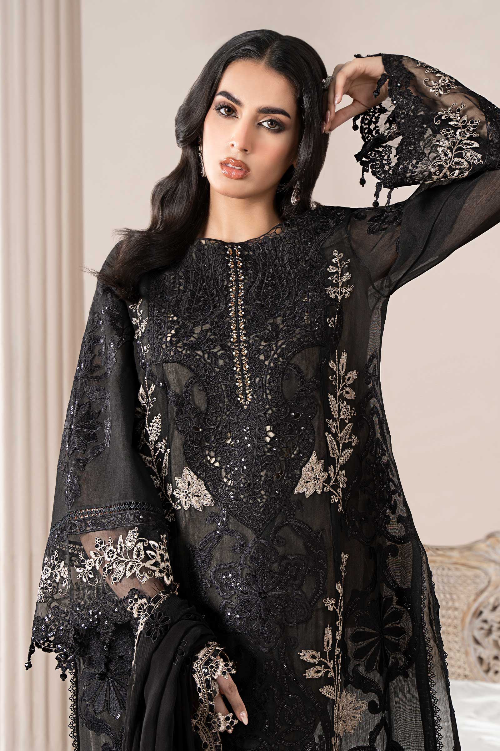 3 Piece Embroidered Paper Cotton Suit | ELS-25-03 - Image 2