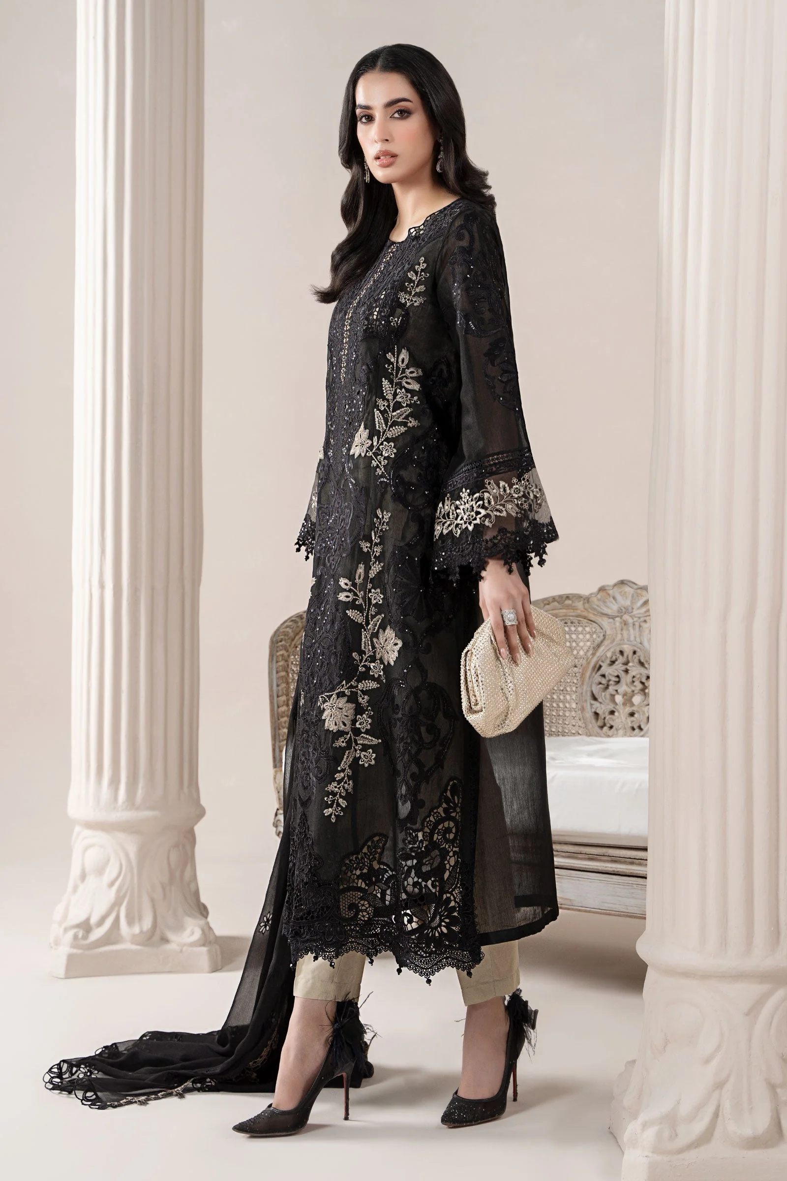 3 Piece Embroidered Paper Cotton Suit | ELS-25-03 - Image 3
