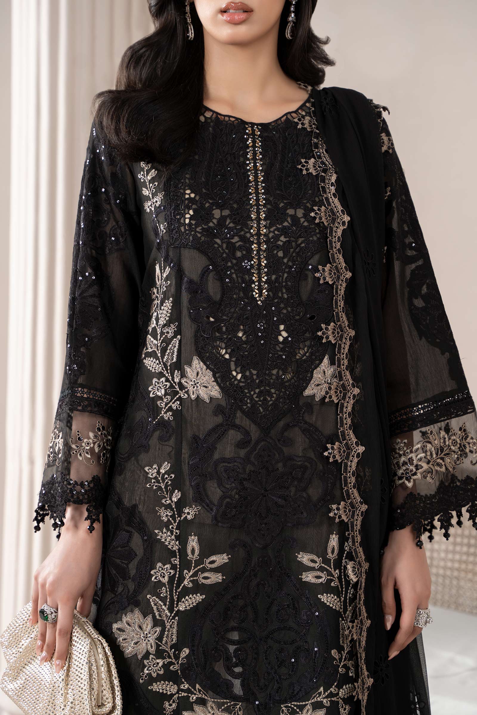 3 Piece Embroidered Paper Cotton Suit | ELS-25-03 - Image 4