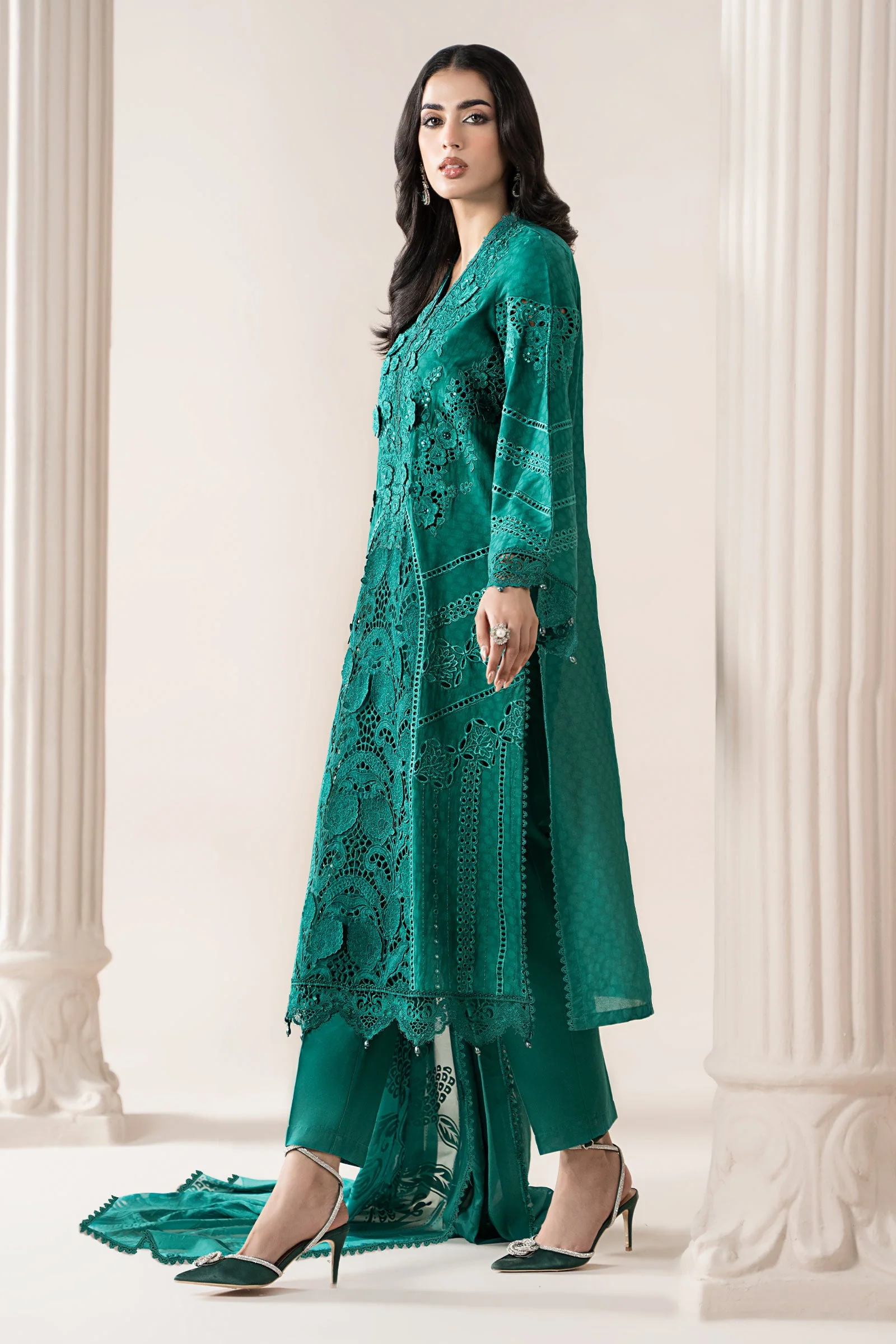 3 Piece Embroidered Jacquard Lawn Suit | ELS-25-05 - Image 5