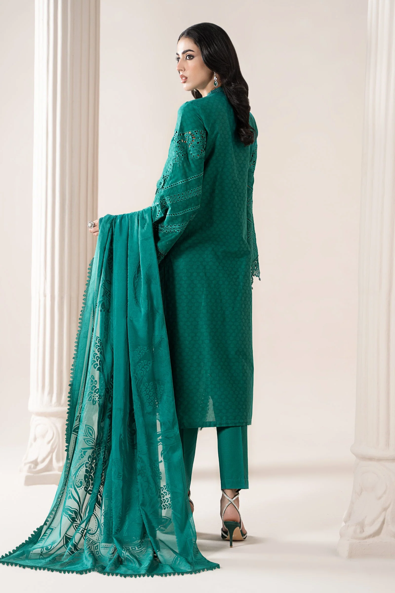 3 Piece Embroidered Jacquard Lawn Suit | ELS-25-05 - Image 7