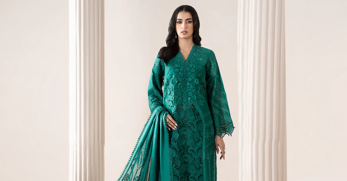 3 Piece Embroidered Jacquard Lawn Suit | ELS-25-05 - Image 8